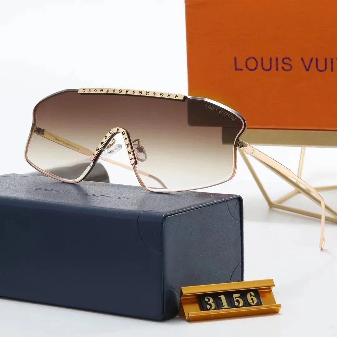 Louis Vuitton Shield Sunglasses Gold Frame Gradient Brown Lenses - 1