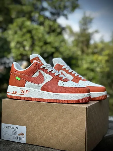 Louis Vuitton x Nike Air Force 1 Orange Monogram Sneakers - 20