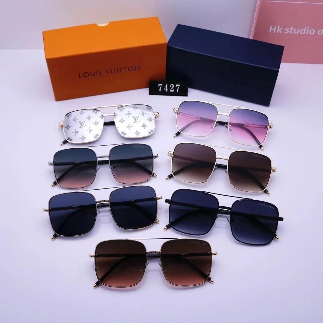 Louis Vuitton Square Aviator Sunglasses Gradient Brown Gold Frame - 2