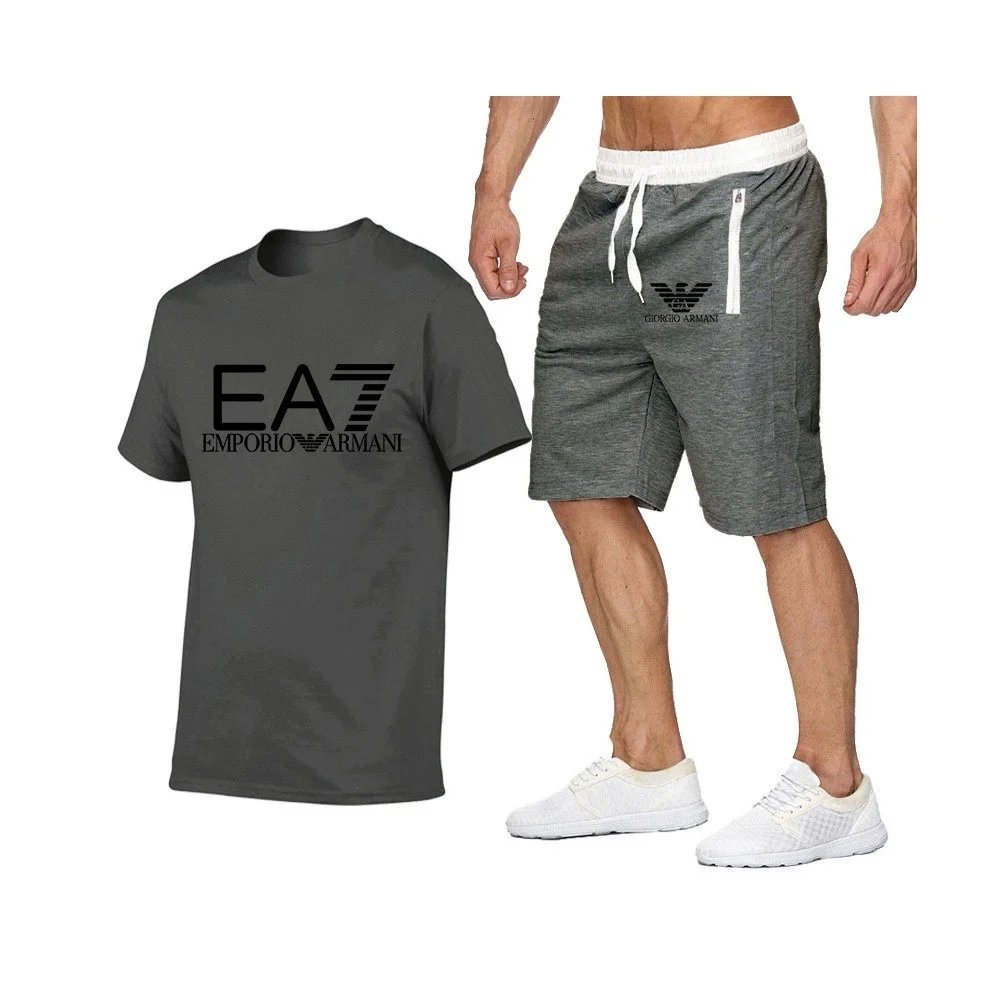 Emporio Armani Matching Sets EA7 logo T-shirt and drawstring zip-pocket shorts set image 3