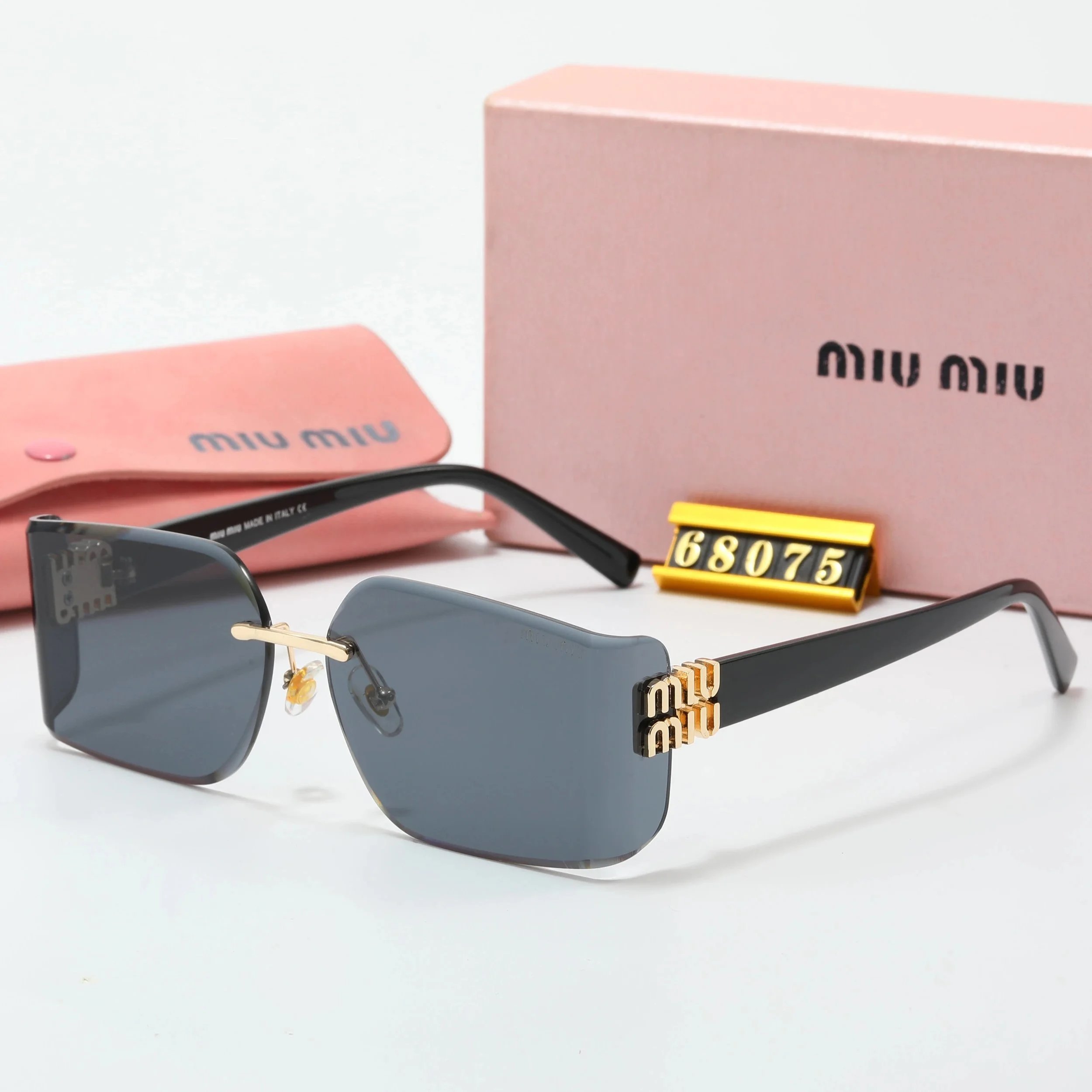 Miu Miu Rimless Square Sunglasses Dark Gray - 8