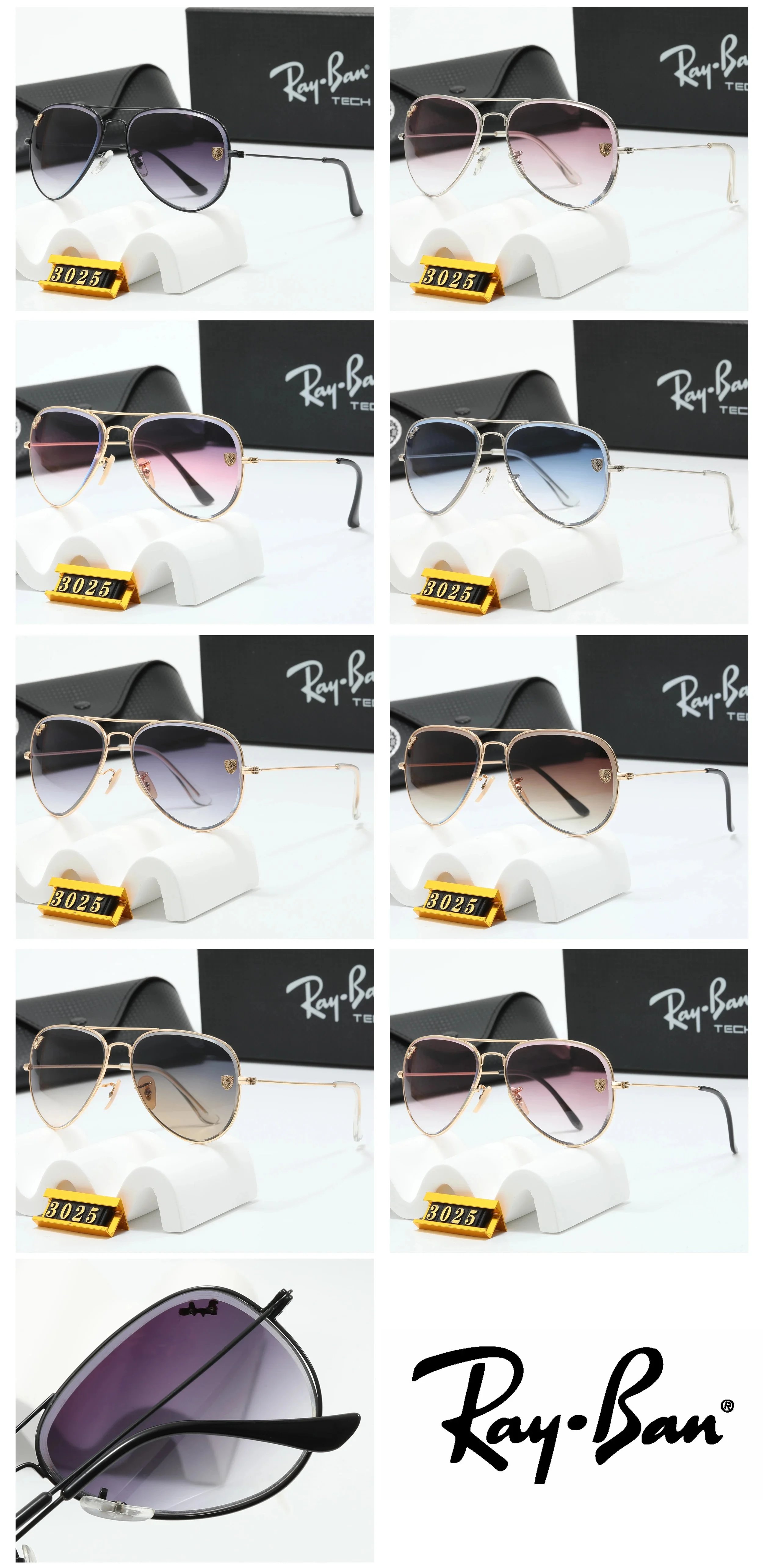 Ray-Ban Aviator Gradient Pink-Gold Sunglasses - 3