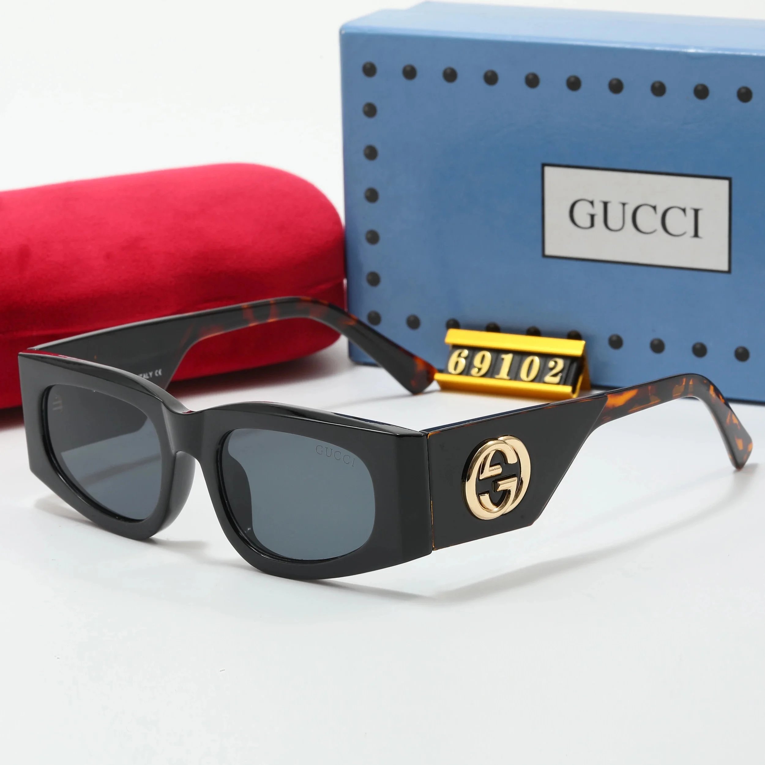Gucci Square Frame Chain Detail Gradient Brown Sunglasses - 7
