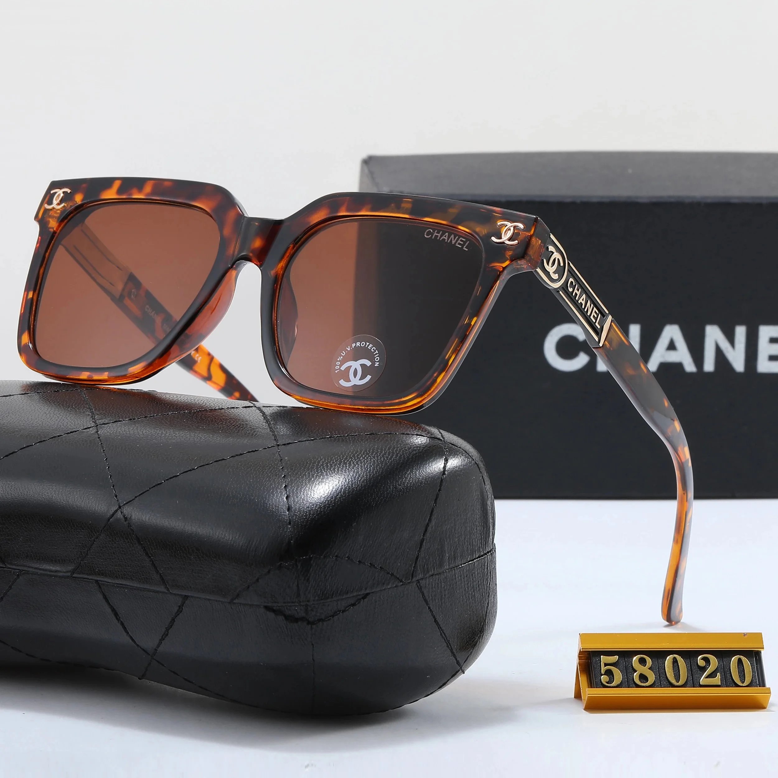 Chanel Cat-Eye Gradient Brown Sunglasses with Chain Detail - 6