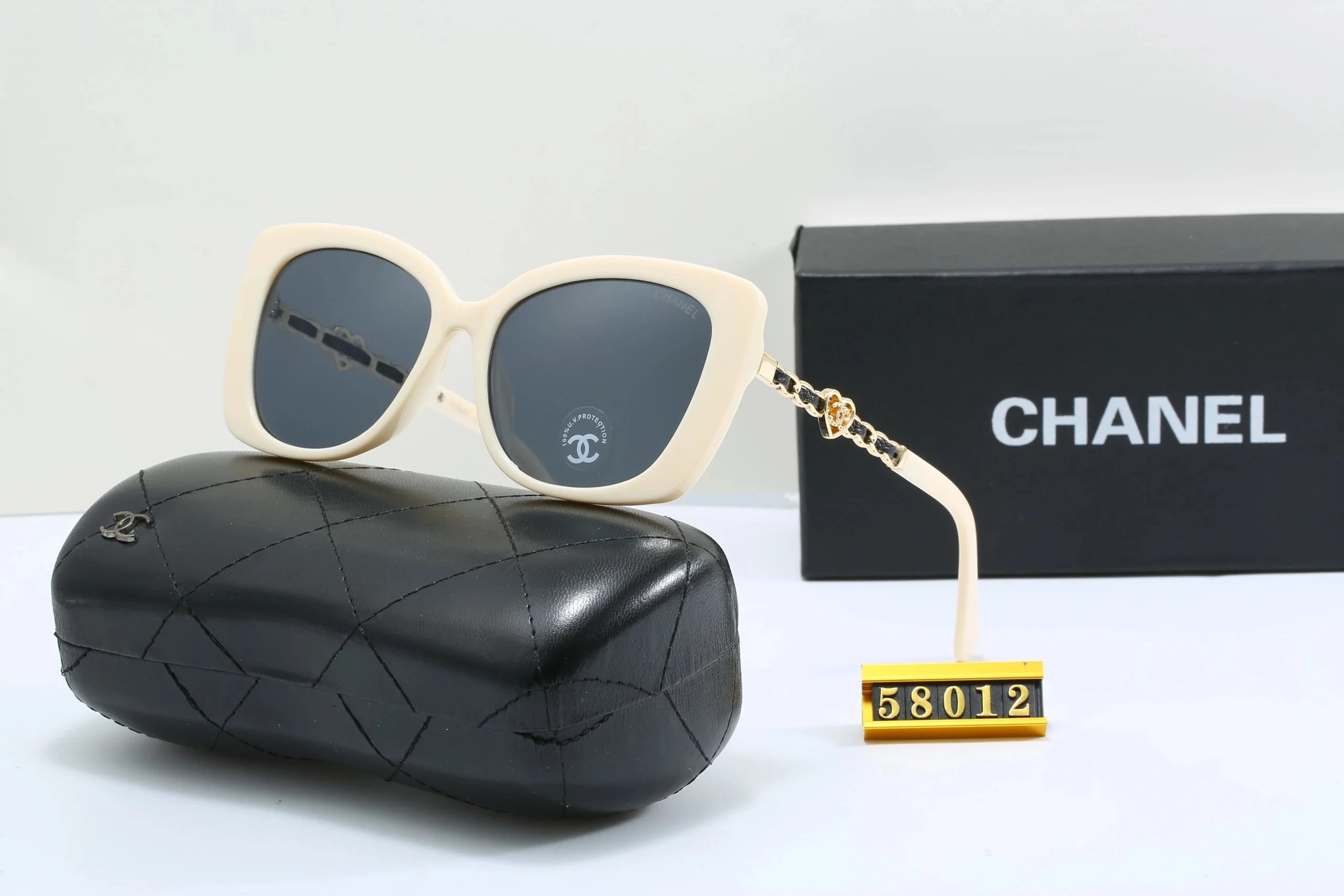 Chanel Cat-Eye Gradient Brown Sunglasses with Chain Detail - 18