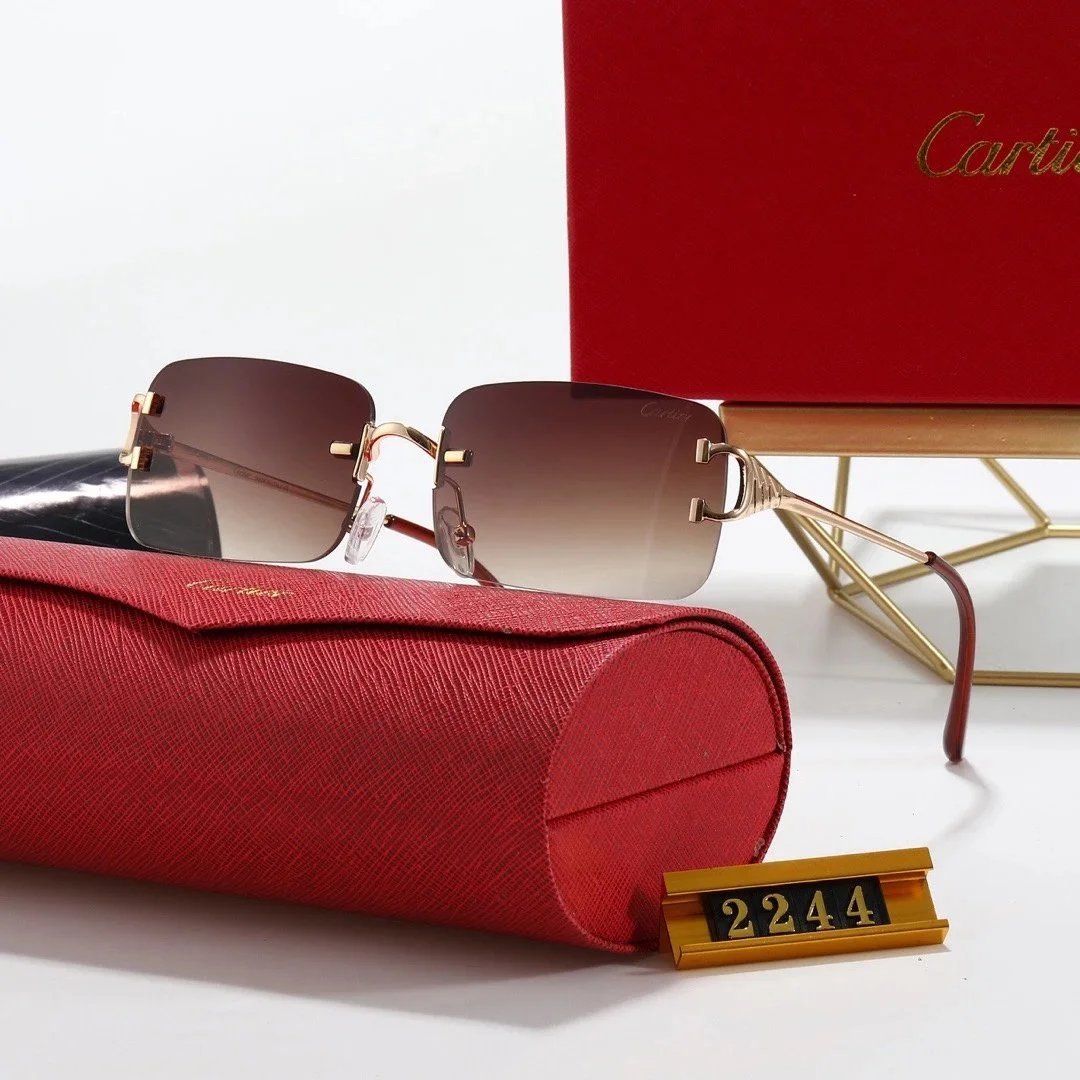 Cartier Santos de Cartier Rimless Sunglasses Gray Gradient Gold - 8