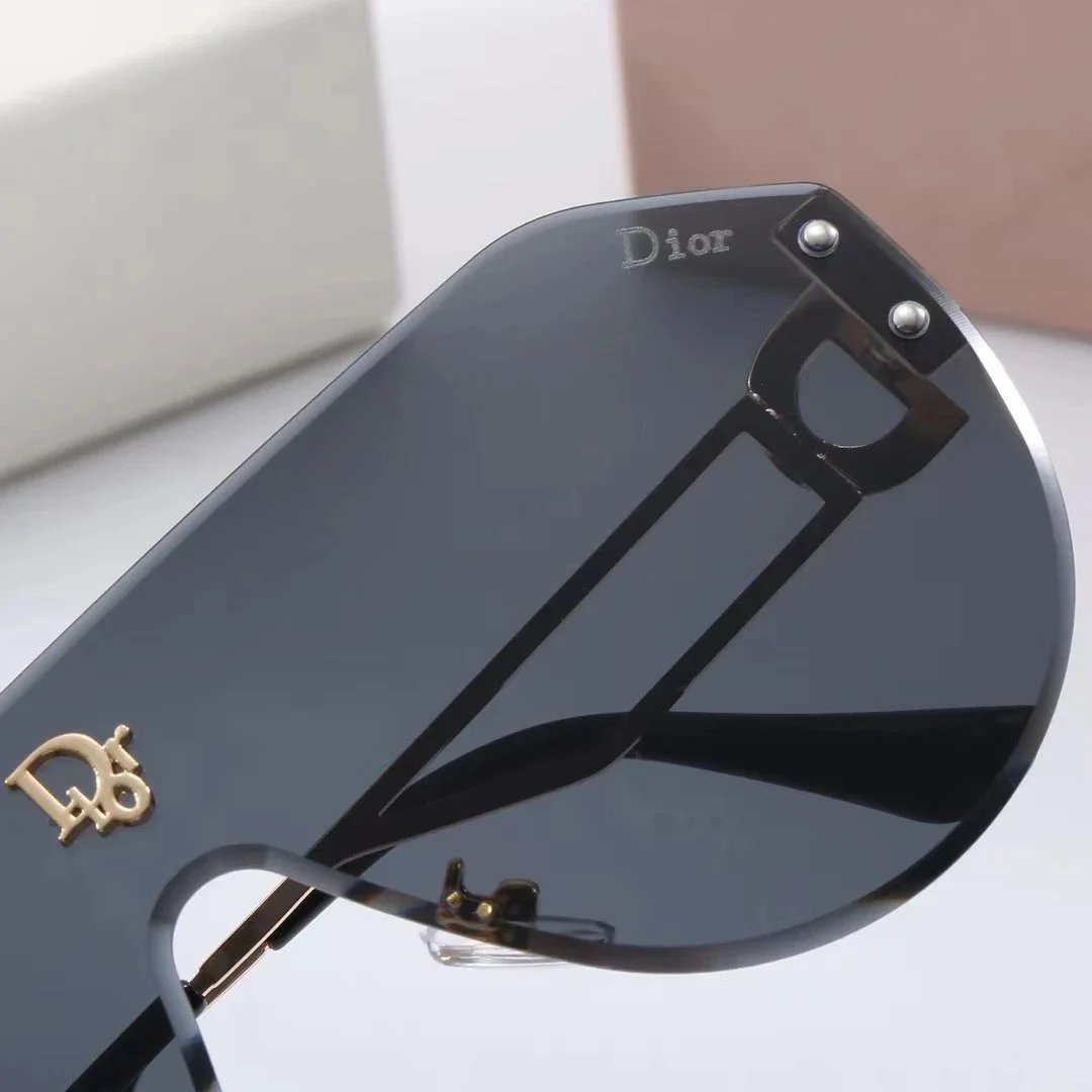Dior Square Rimless Sunglasses Gray Gold - 4