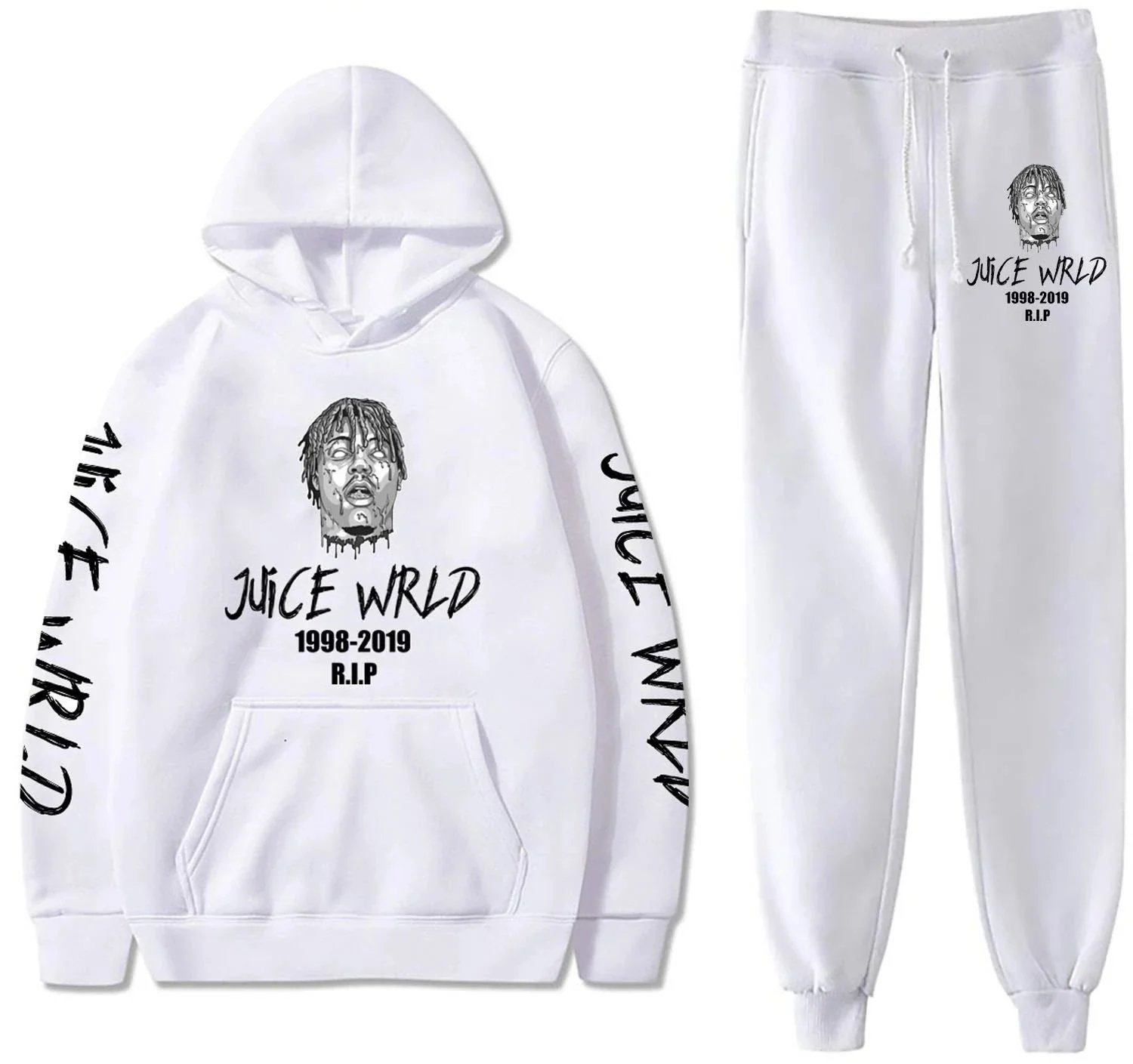 Design Juice WRLD Graphic Hoodie and Sweatpants Set Black Sets - 3