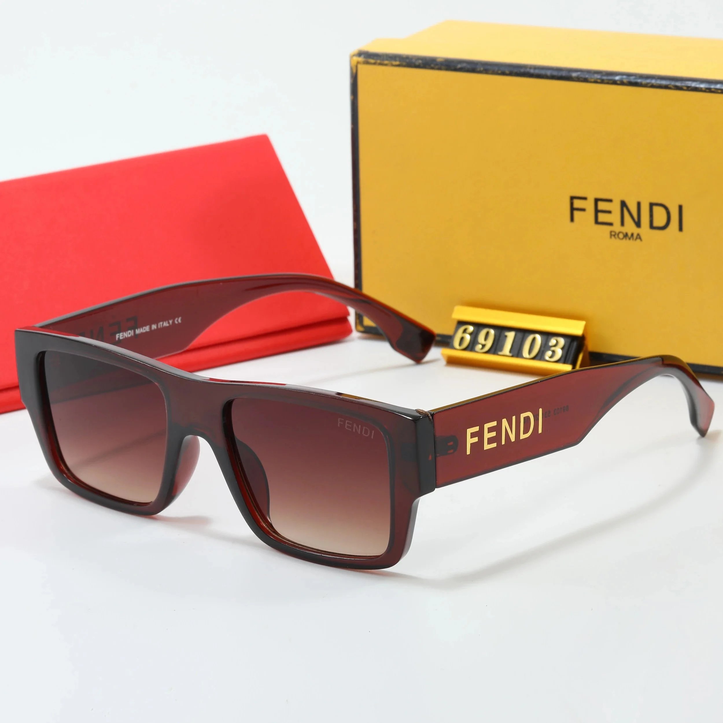 Fendi Eyewear Oversized square-frame sunglasses with gold logo temples image 2
