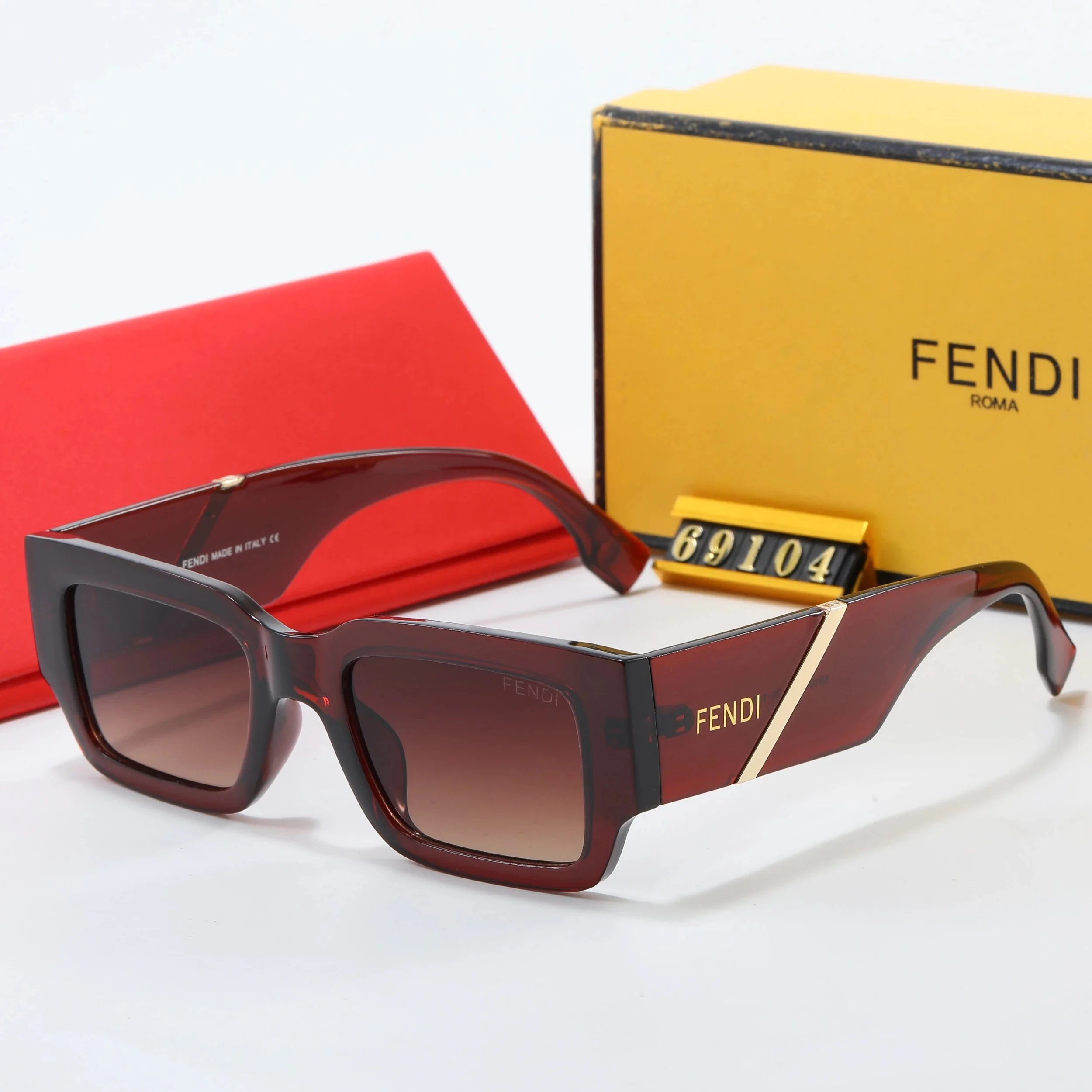 Fendi Eyewear Oversized square-frame sunglasses with gold logo temples image 13