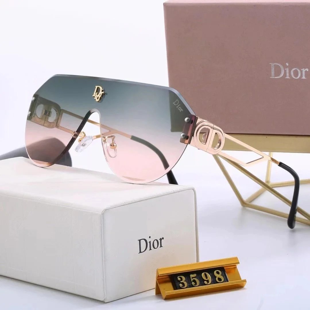 Dior Square Rimless Sunglasses Gray Gold - 10