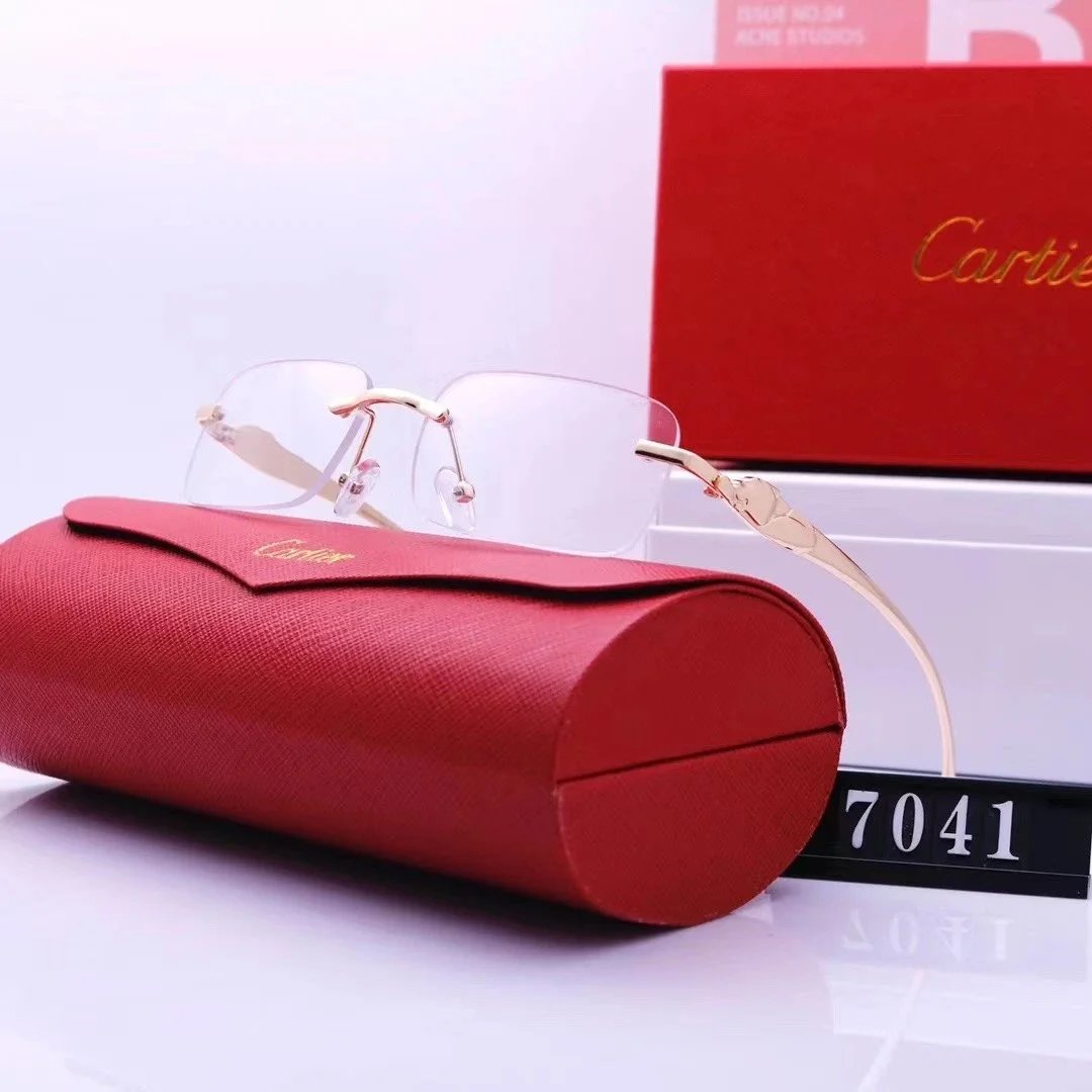 Cartier Panthère Rimless Optical Glasses Gold Red Eyewear - 1