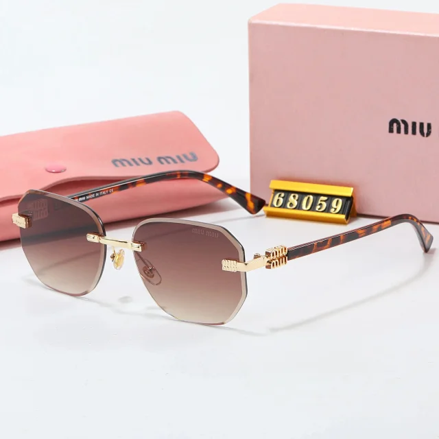 Miu Eyewear Rimless geometric sunglasses with logo temples product detail image 5