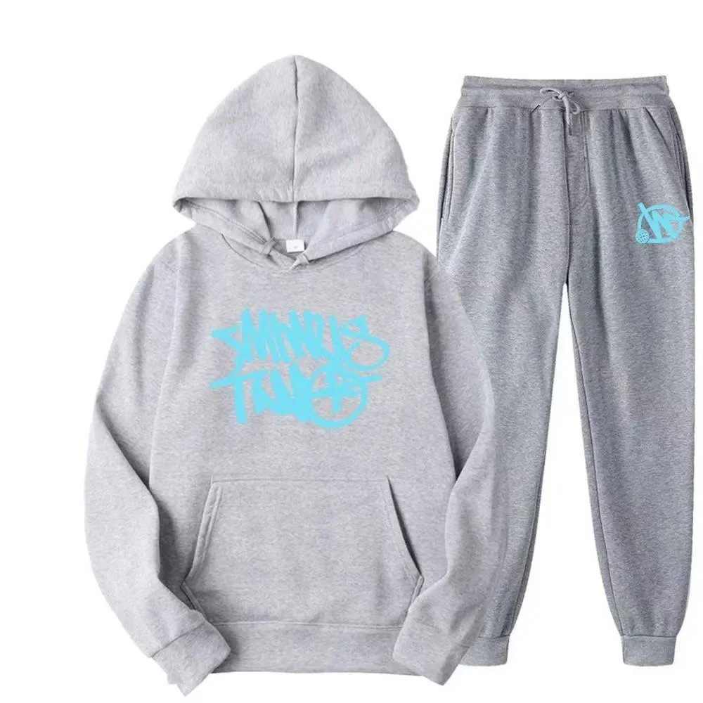 Design Graffiti Logo Yellow Hoodie and Sweatpants Set - 6