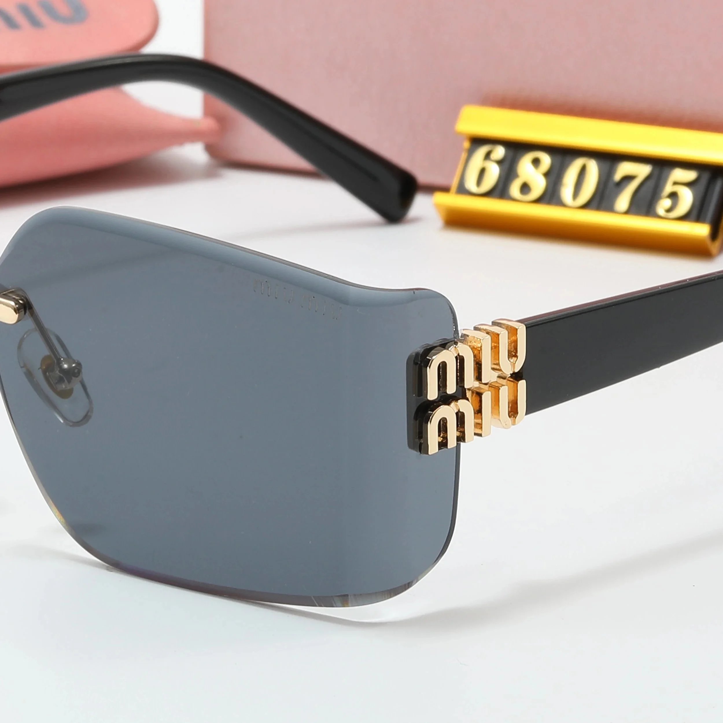 Miu Miu Rimless Square Sunglasses Dark Gray - 3