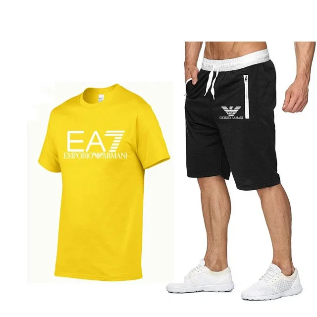 Emporio Armani Matching Sets EA7 logo T-shirt and drawstring zip-pocket shorts set product detail image 20