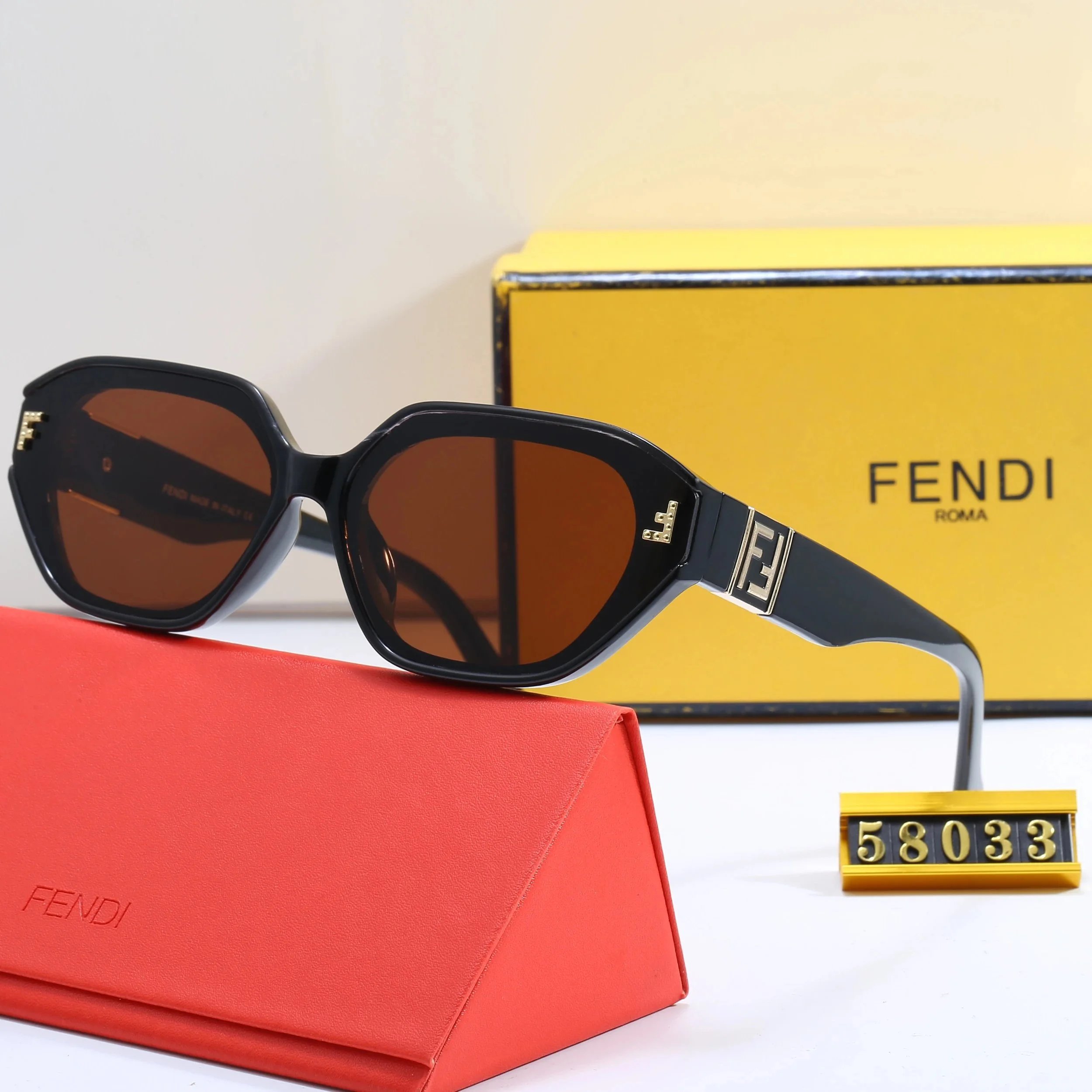 Fendi Shield Sunglasses Pink Gradient Mirror Lens Gold Frame - 7