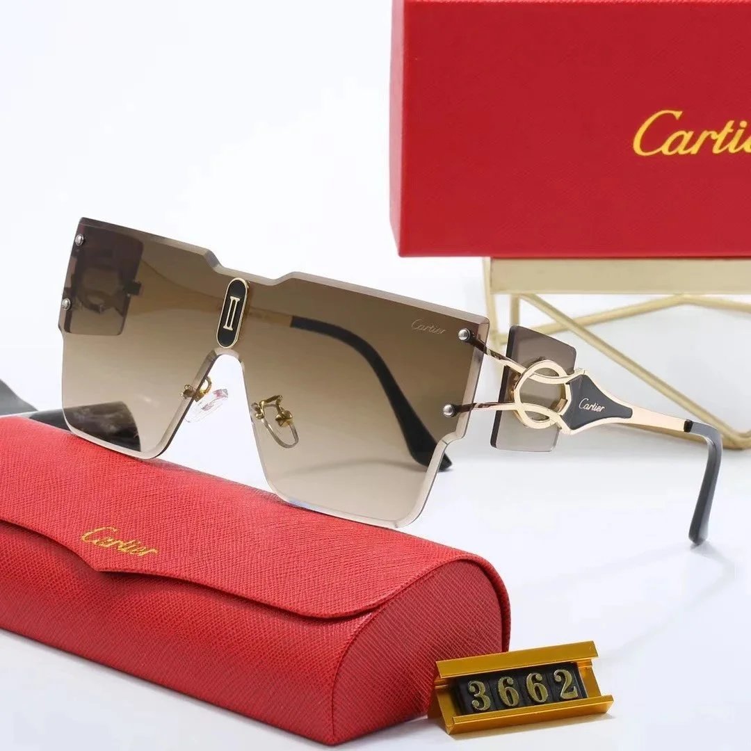 Cartier Round Gold-Tone Gradient Brown Sunglasses - 10