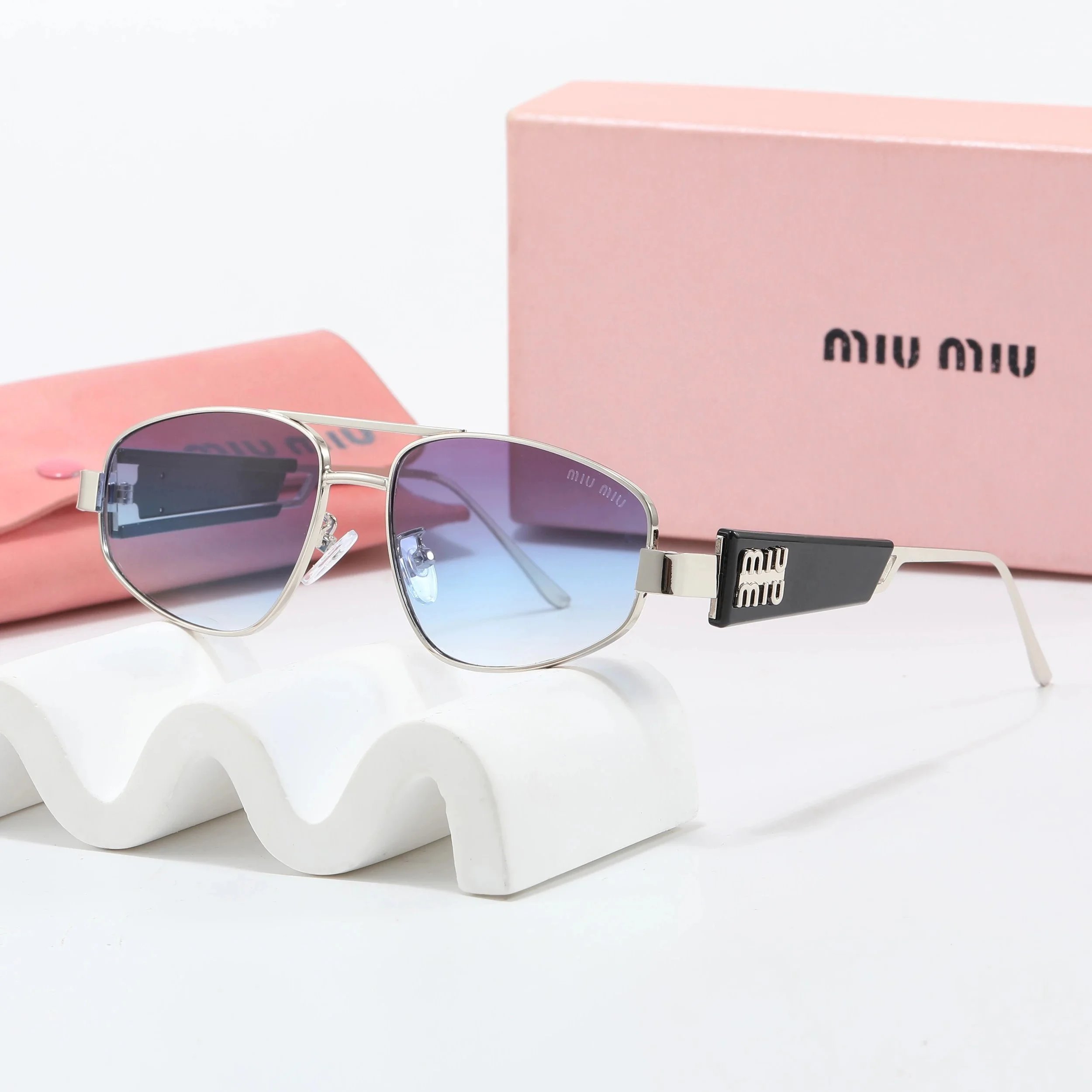 Miu Miu Round Rimless Sunglasses Tortoiseshell Gold Brown Gradient - 7