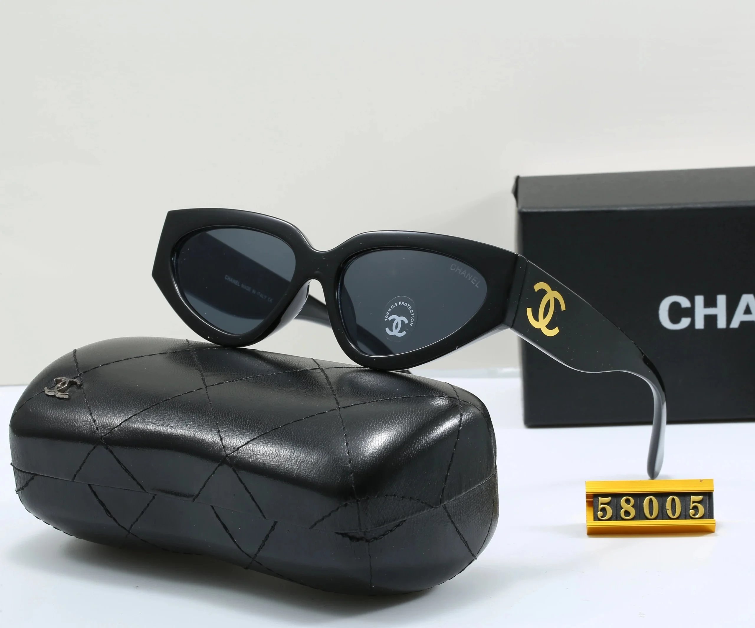 Chanel Cat-Eye Gradient Brown Sunglasses with Chain Detail - 12