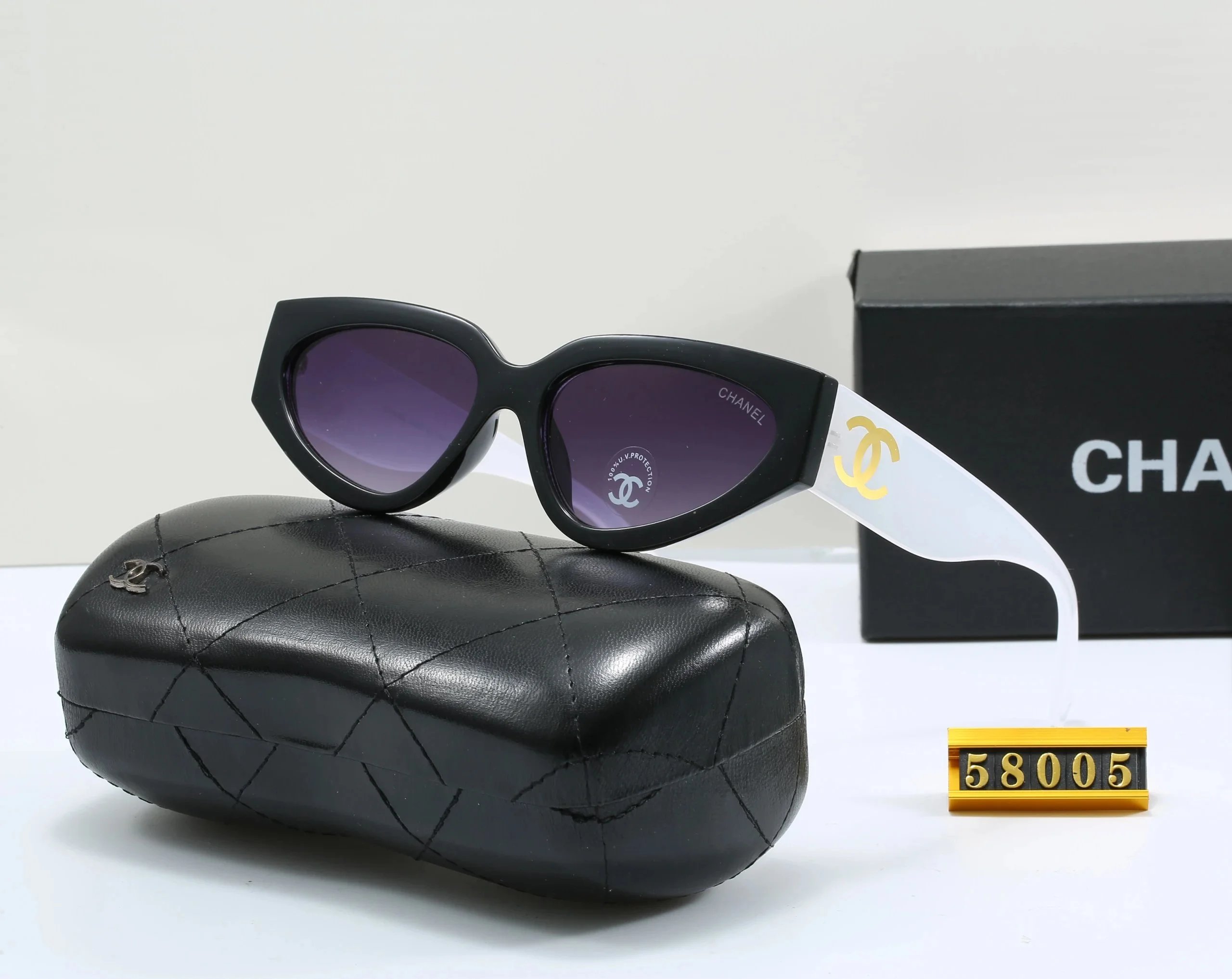 Chanel Cat-Eye Gradient Brown Sunglasses with Chain Detail - 13