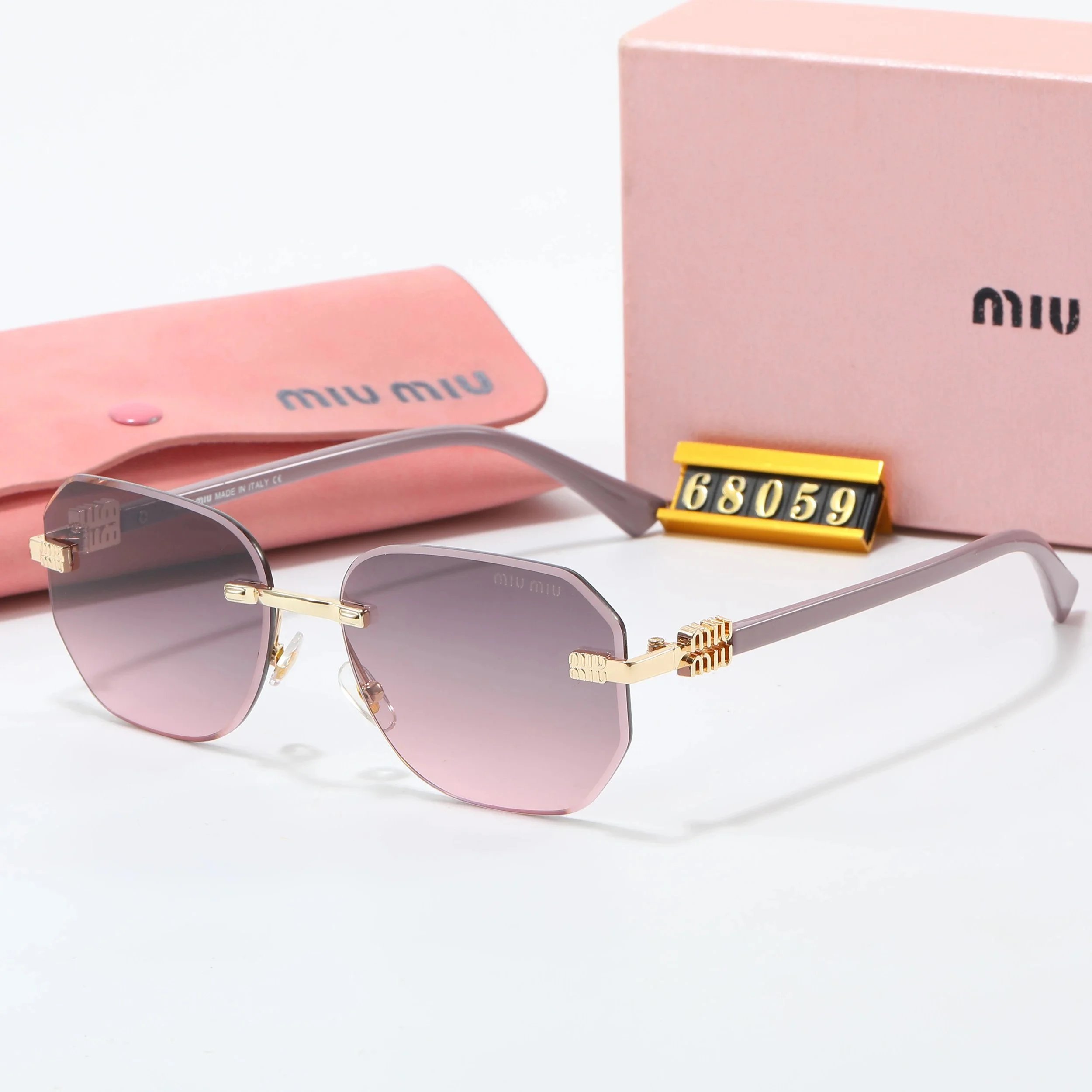Miu Miu MM68051 Gradient Purple Rimless Sunglasses Eyewear - 5