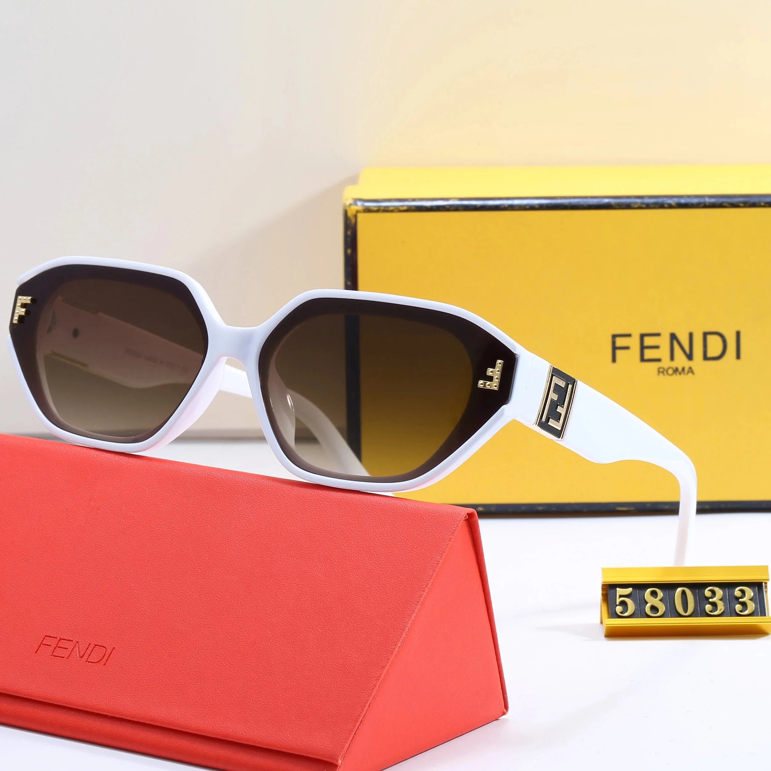 Fendi Shield Sunglasses Pink Gradient Mirror Lens Gold Frame - 10