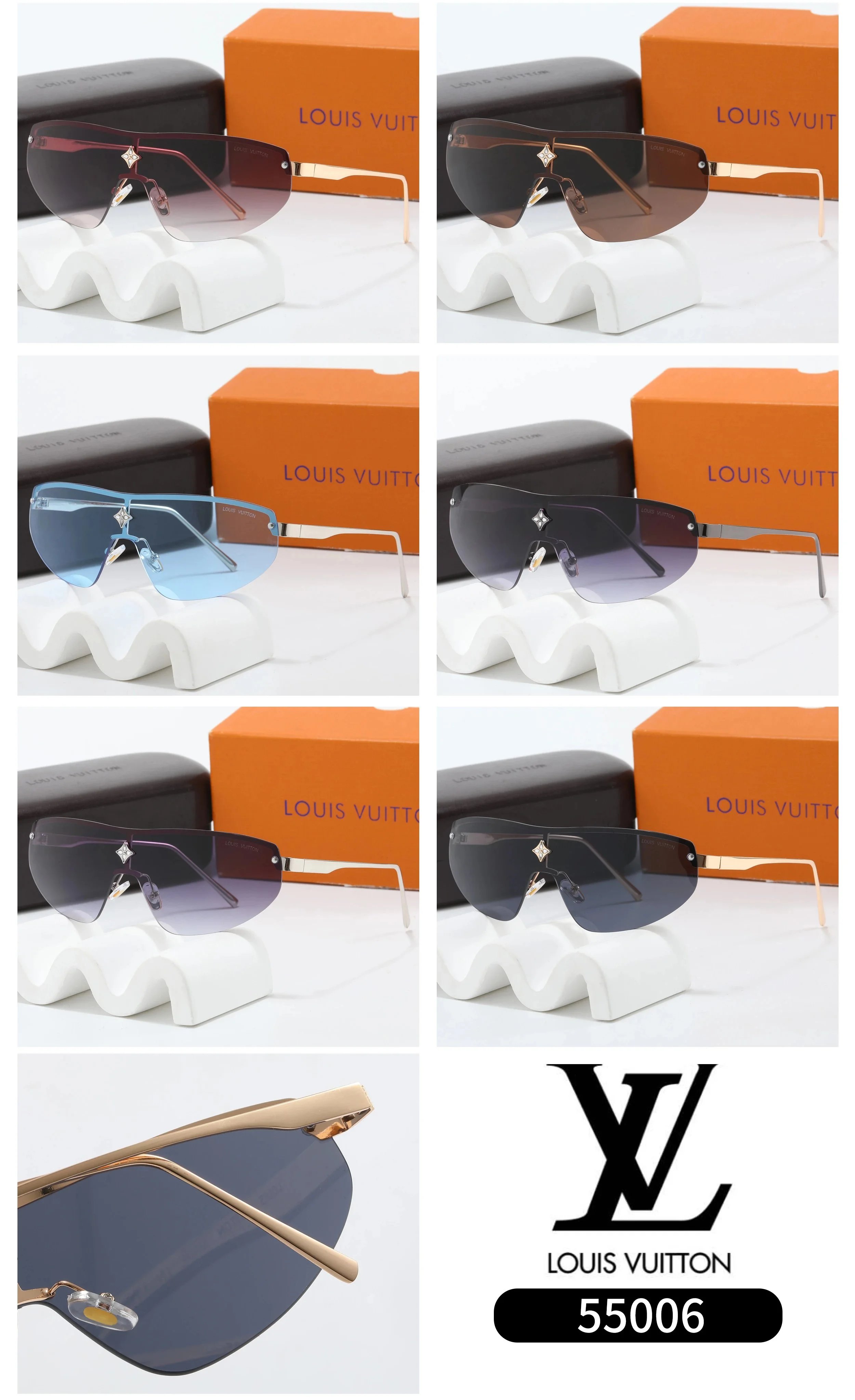 Louis Vuitton Shield Sunglasses Gold Frame Gradient Lens Sunglasses - 2