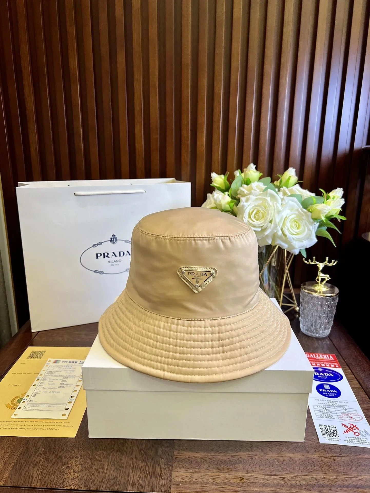 Prada Logo-Embellished Distressed White Bucket Hat - 34