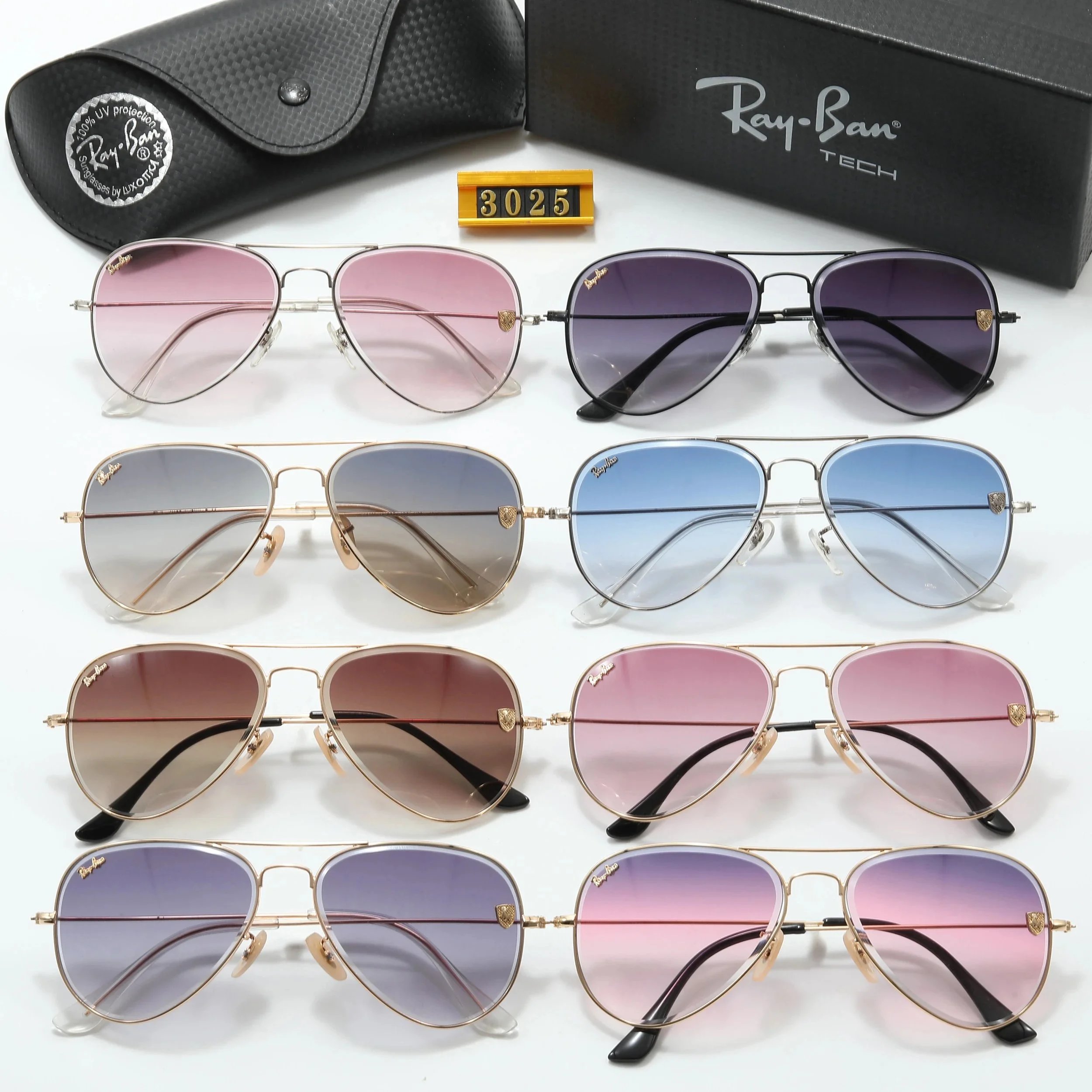 Ray-Ban Aviator Gradient Pink-Gold Sunglasses - 4