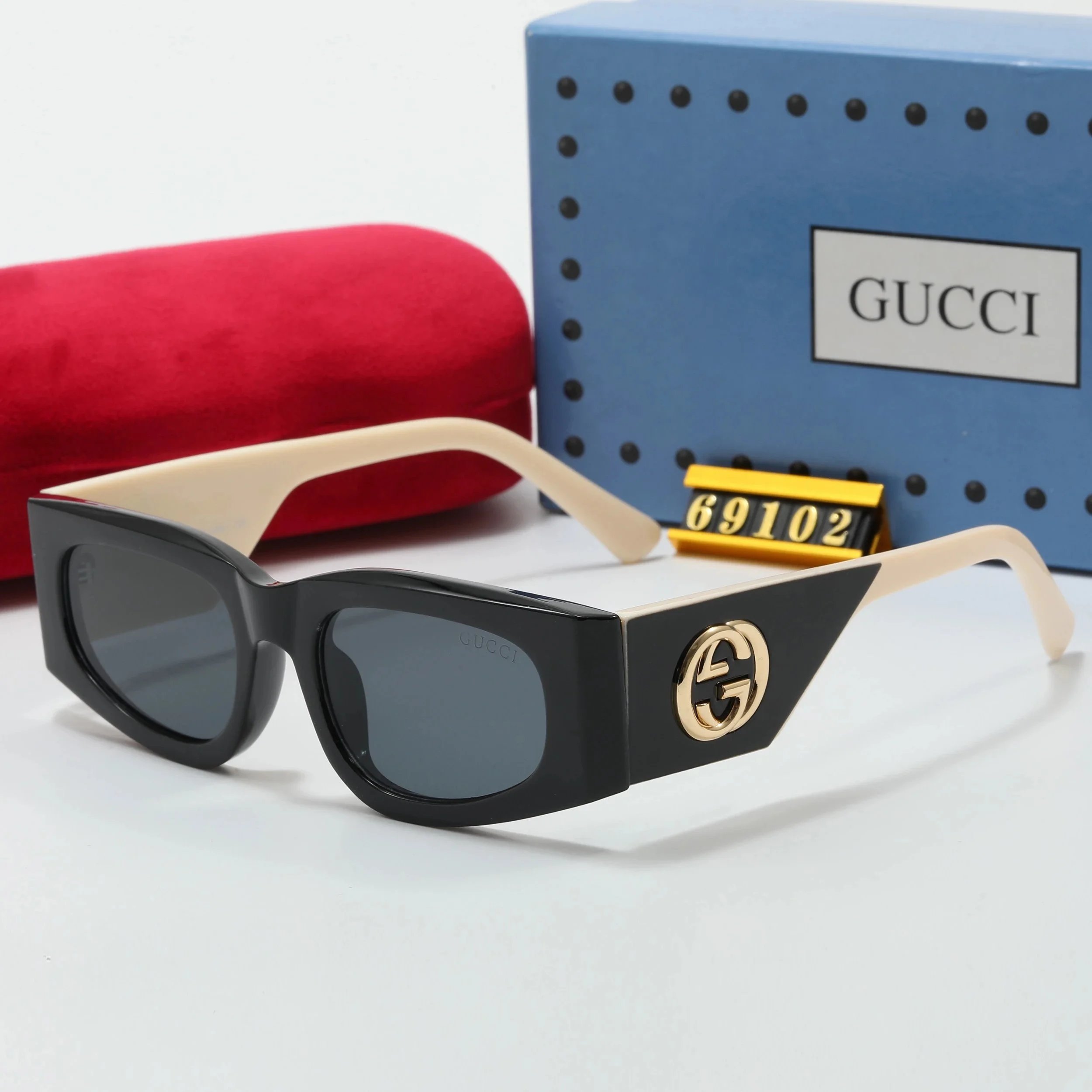 Gucci Square Frame Chain Detail Gradient Brown Sunglasses - 6