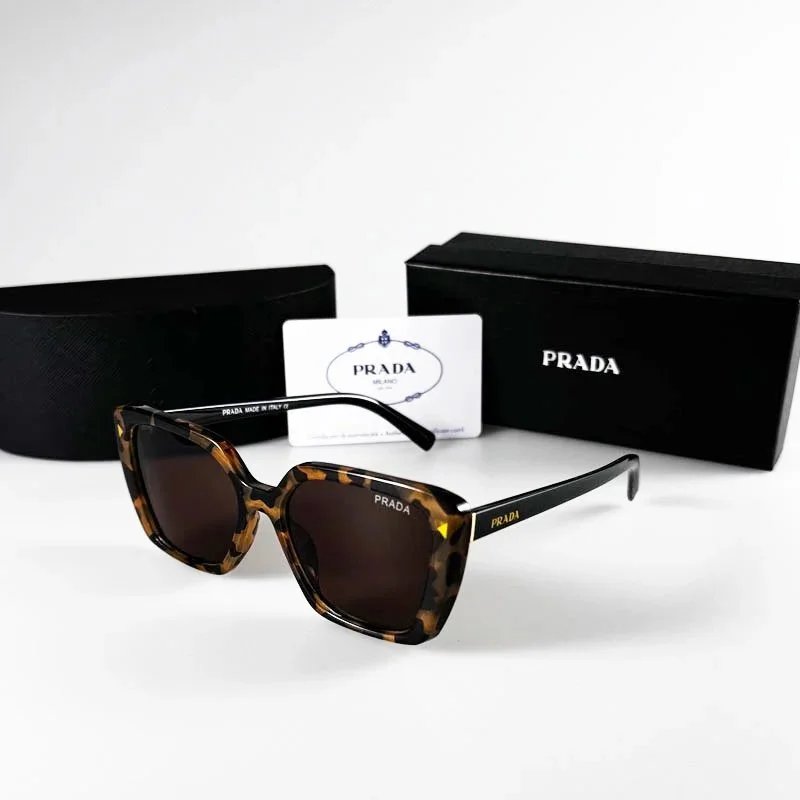 Prada Printed Acetate Oversized Sunglasses White Multicolor - 7