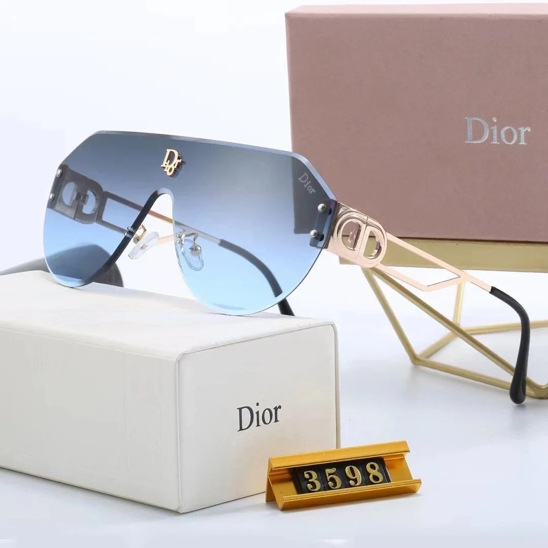Dior Square Rimless Sunglasses Gray Gold - 9