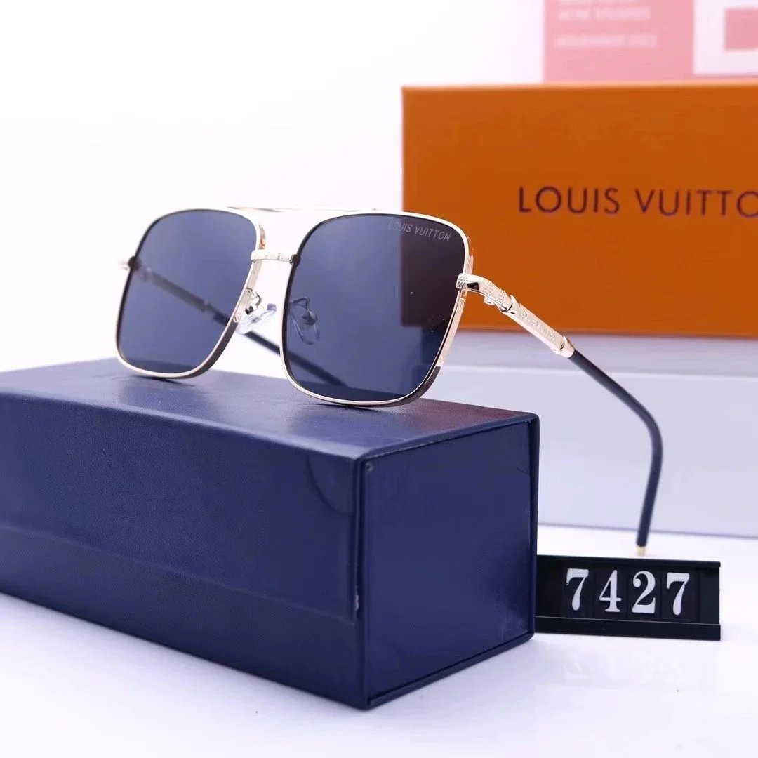 Louis Vuitton Square Aviator Sunglasses Gradient Brown Gold Frame - 8