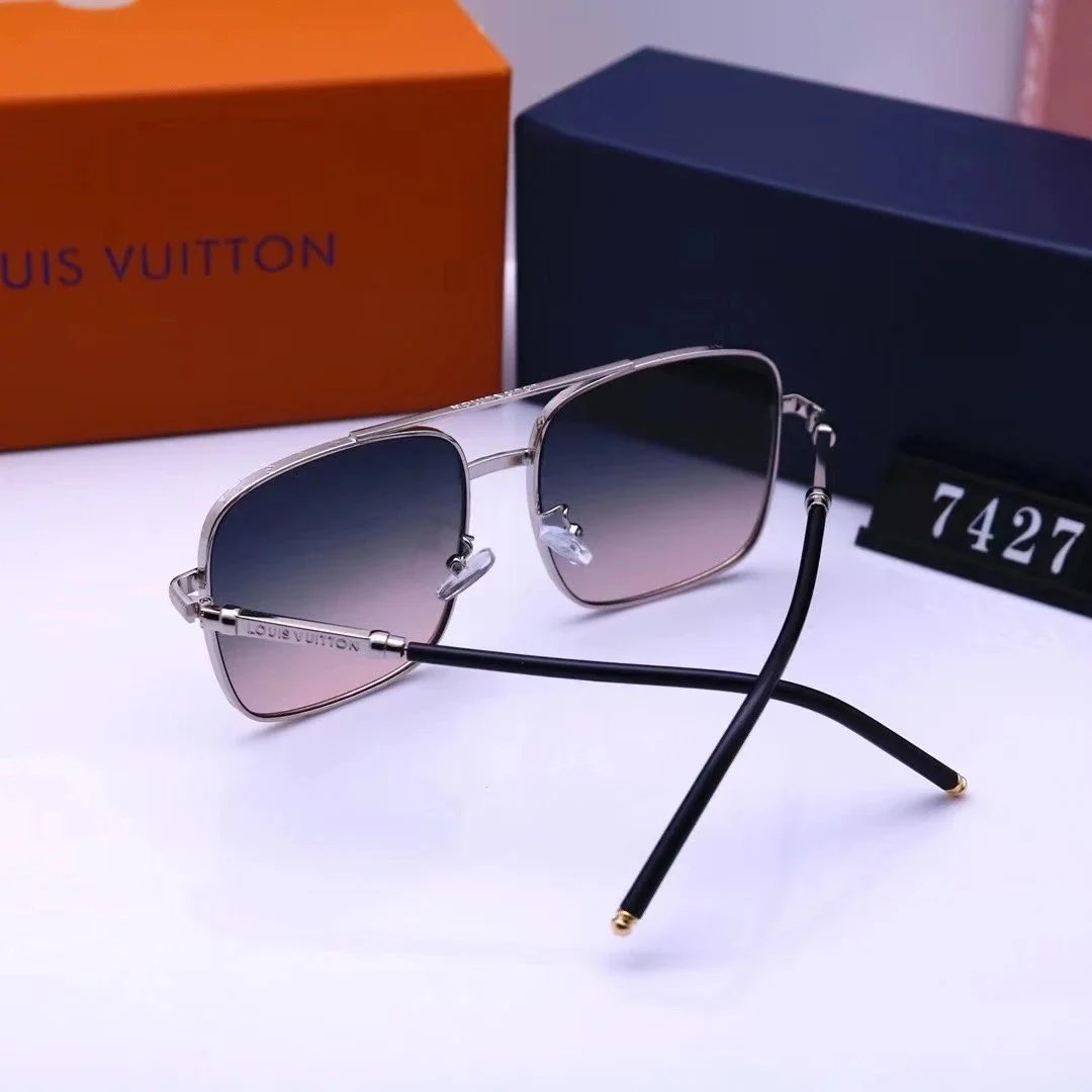 Louis Vuitton Square Aviator Sunglasses Gradient Brown Gold Frame - 7