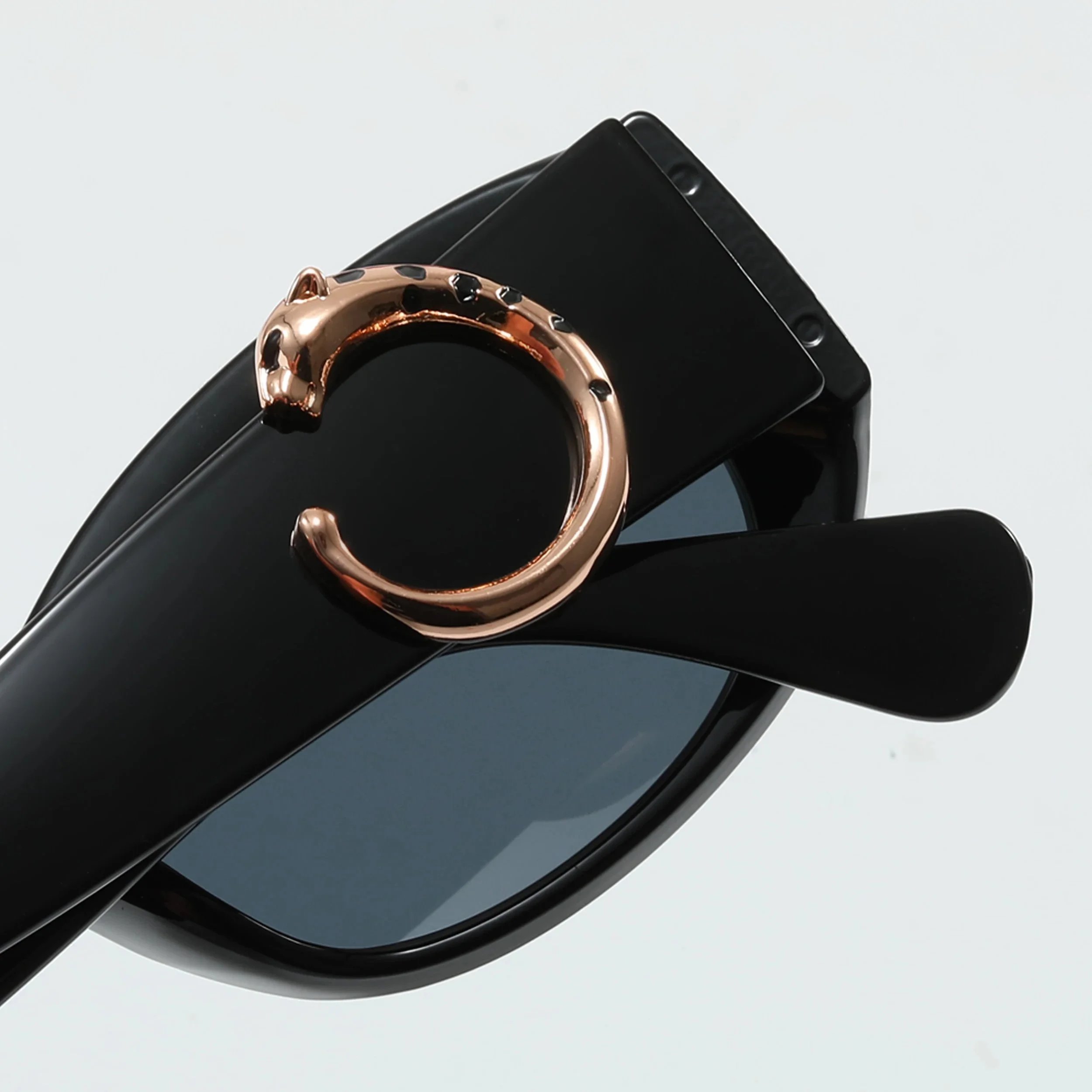 Design Rimless Square Sunglasses with Gold Accents Black - 3