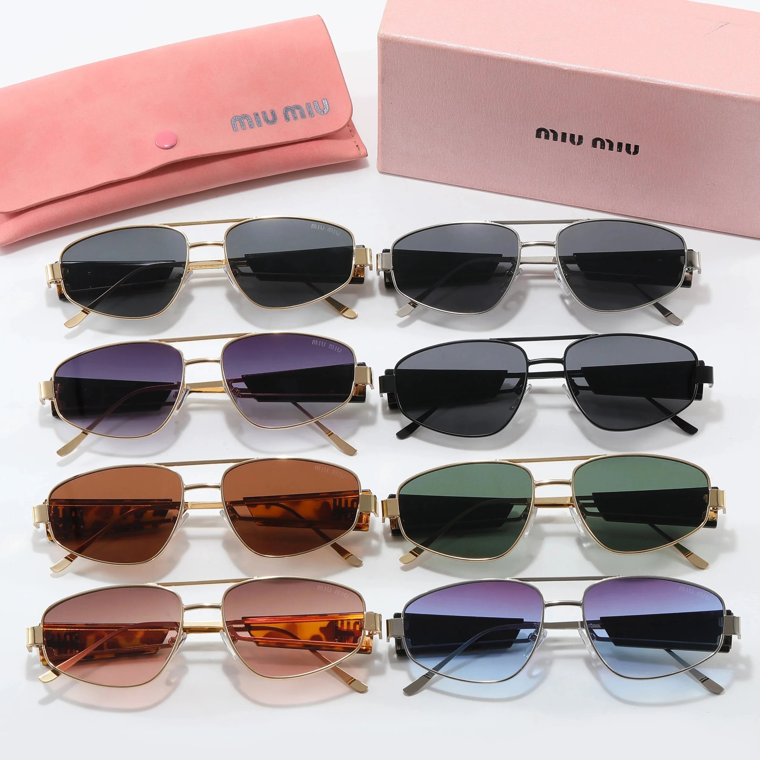 Miu Miu Round Rimless Sunglasses Tortoiseshell Gold Brown Gradient - 3