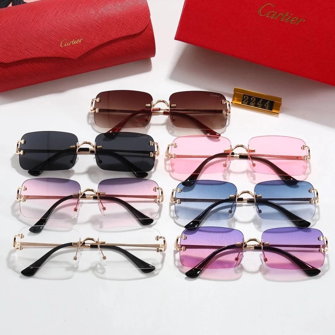 Cartier Santos de Cartier Rimless Sunglasses Gray Gradient Gold - 2