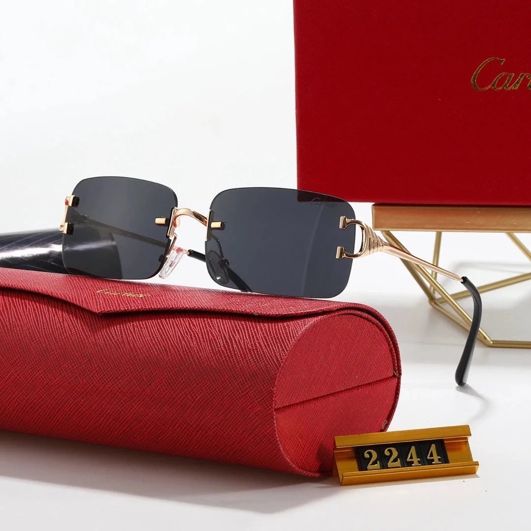 Cartier Santos de Cartier Rimless Sunglasses Gray Gradient Gold - 7