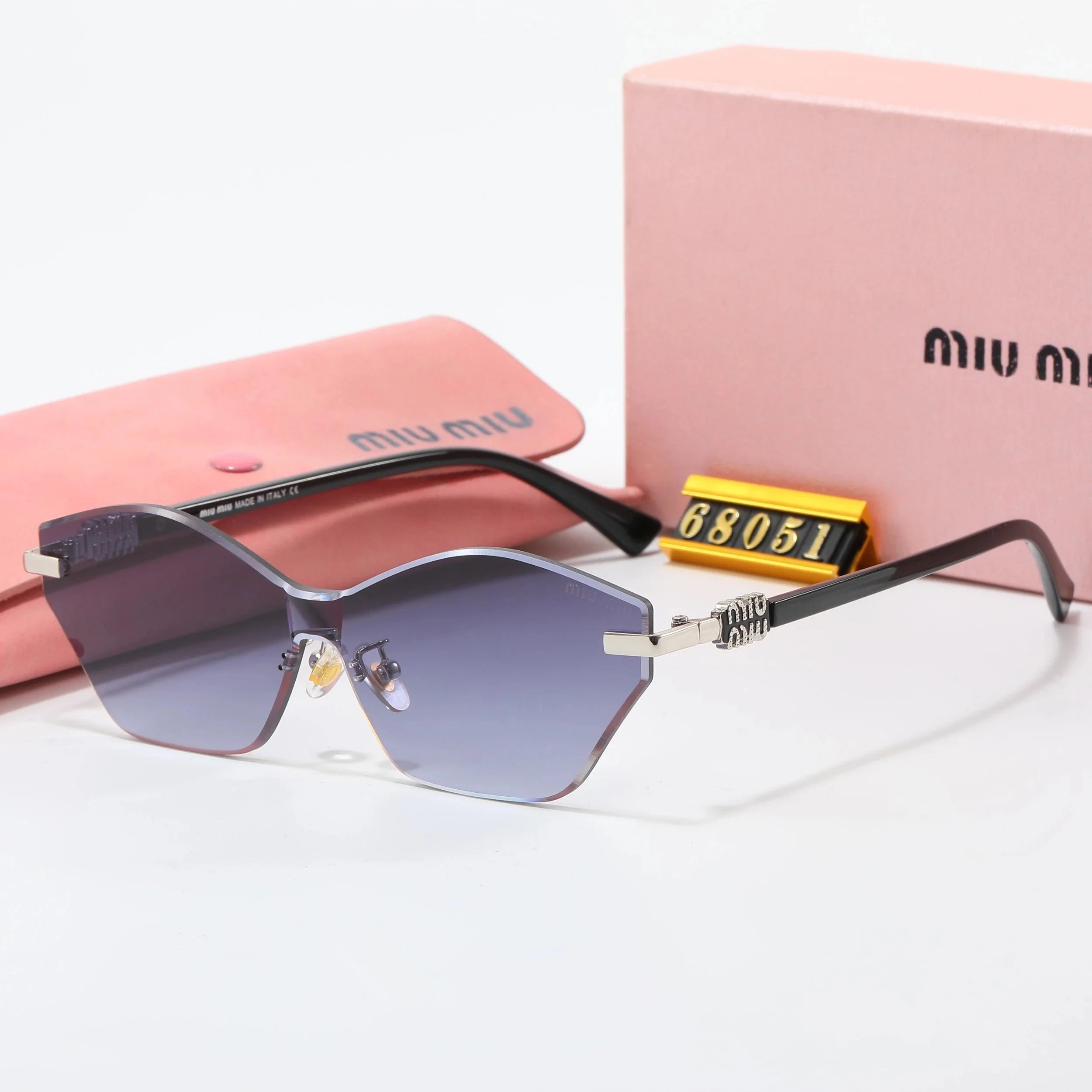 Miu Eyewear Rimless geometric sunglasses with logo temples image 5