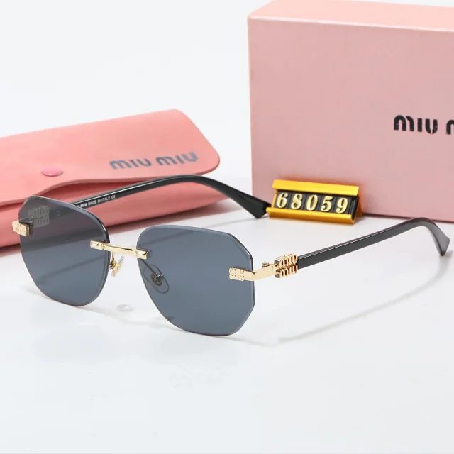 Miu Eyewear Rimless geometric sunglasses with logo temples product detail image 3
