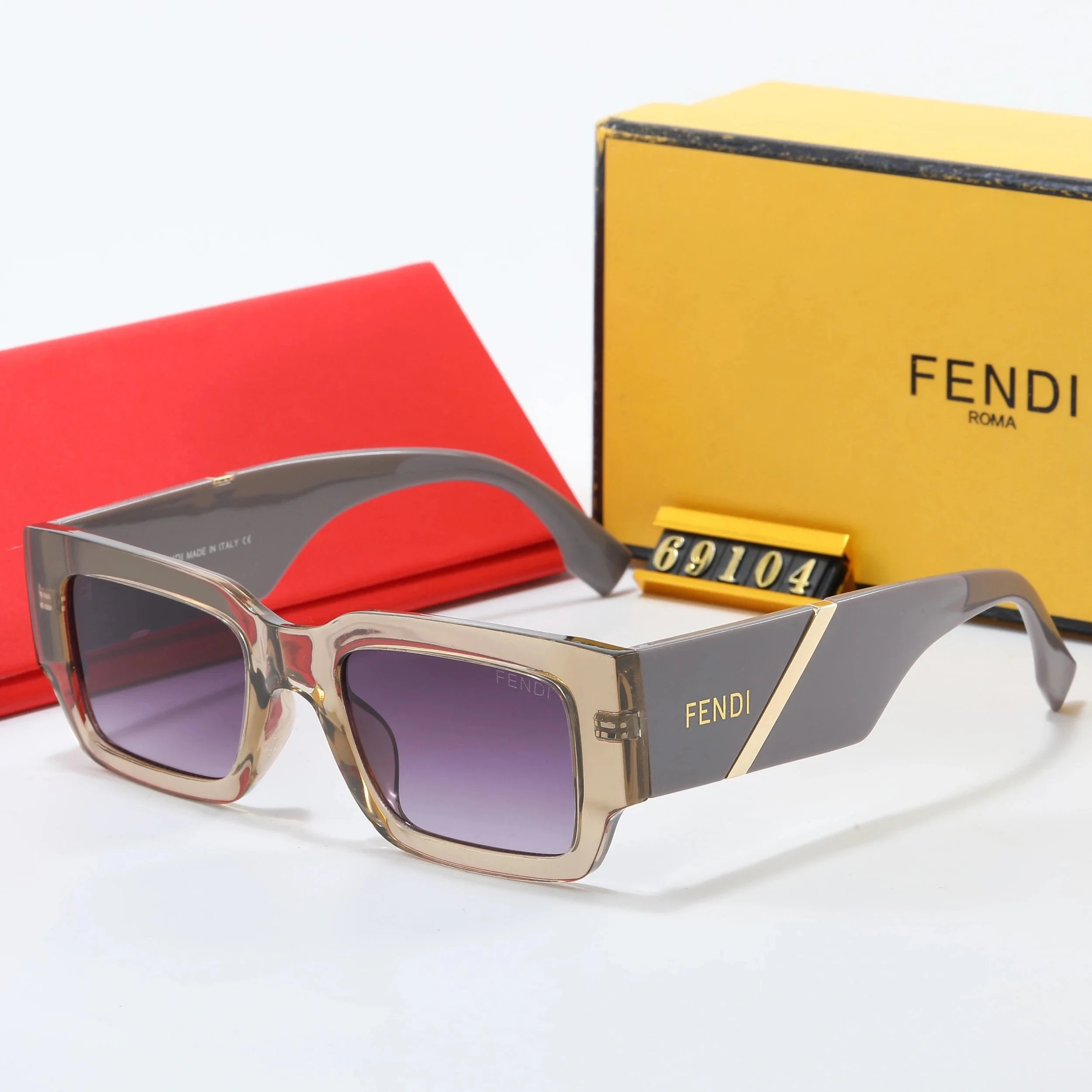 Fendi Eyewear Oversized square-frame sunglasses with gold logo temples image 10
