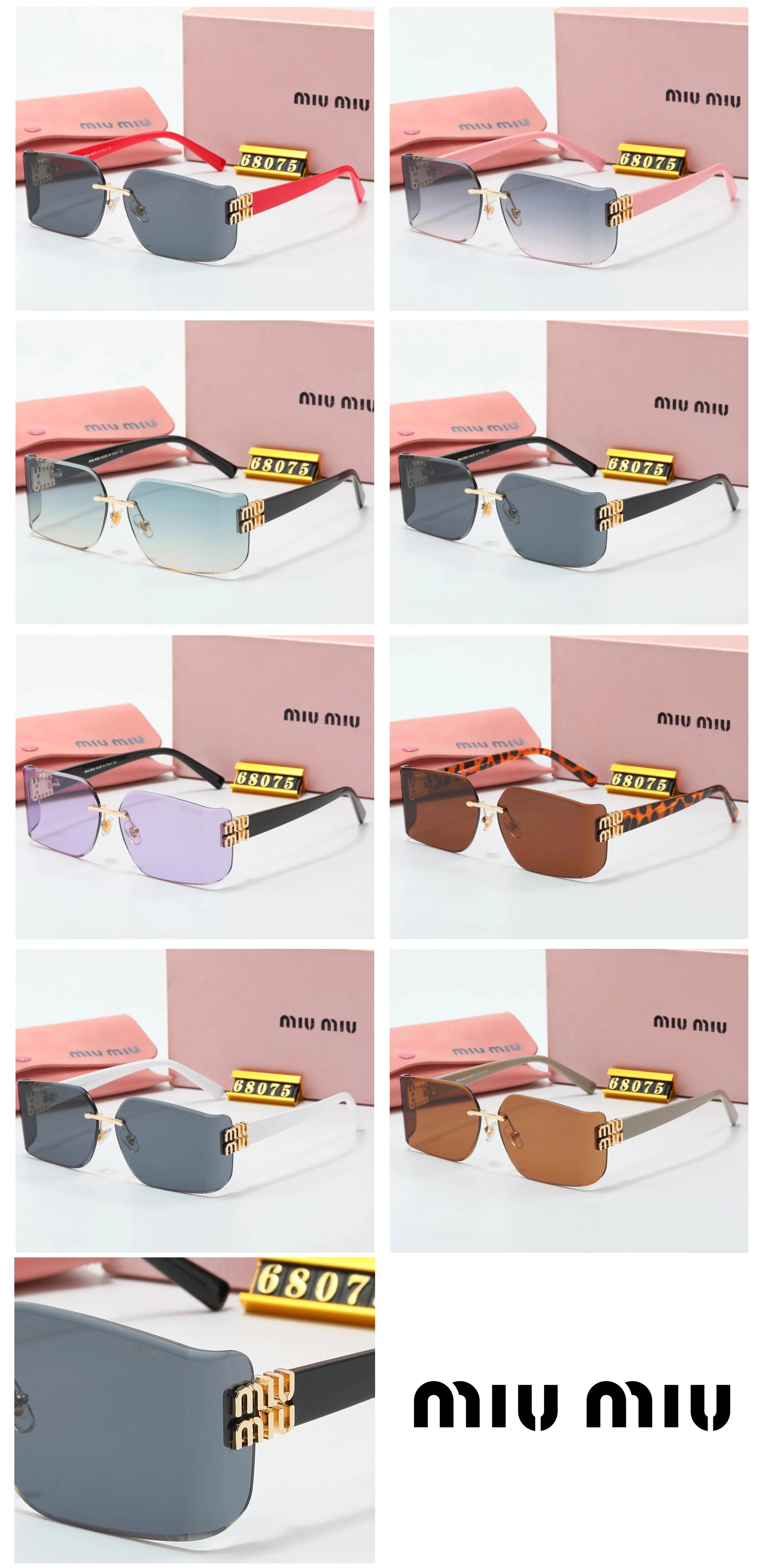 Miu Miu Rimless Square Sunglasses Dark Gray - 2