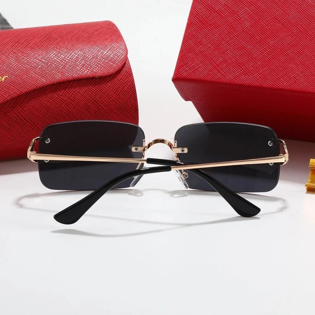 Cartier Santos de Cartier Rimless Sunglasses Gray Gradient Gold - 4