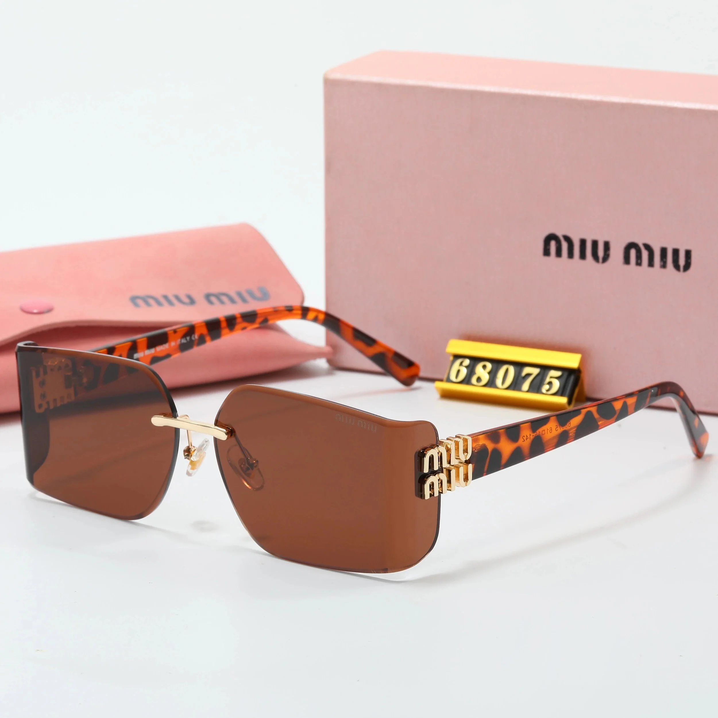 Miu Miu Rimless Square Sunglasses Dark Gray - 6
