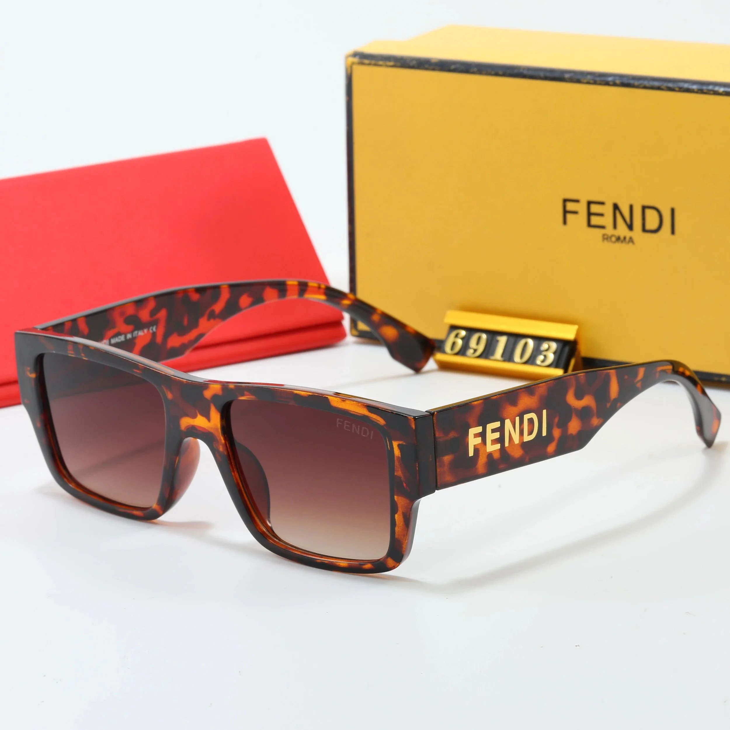 Fendi Eyewear Oversized square-frame sunglasses with gold logo temples image 3
