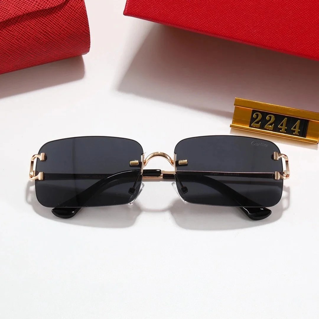 Cartier Santos de Cartier Rimless Sunglasses Gray Gradient Gold - 3