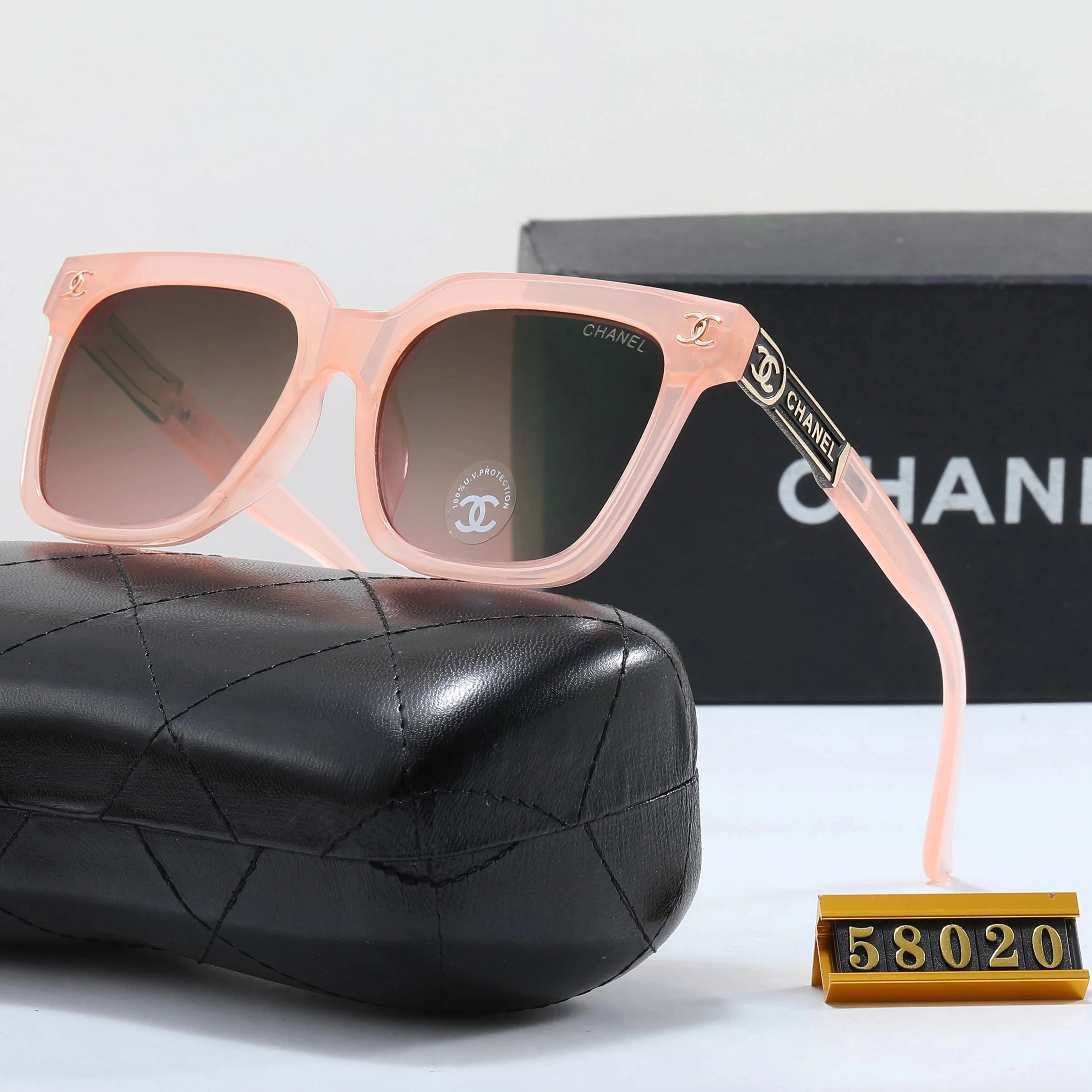 Chanel Cat-Eye Gradient Brown Sunglasses with Chain Detail - 3