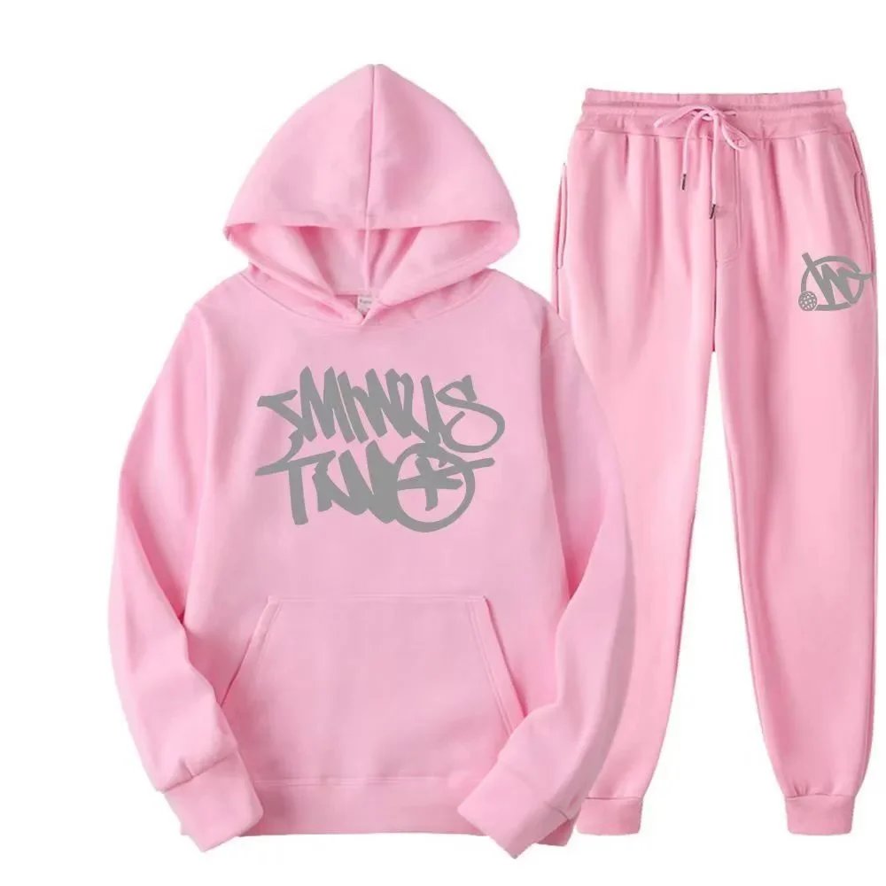 Design Graffiti Logo Yellow Hoodie and Sweatpants Set - 9