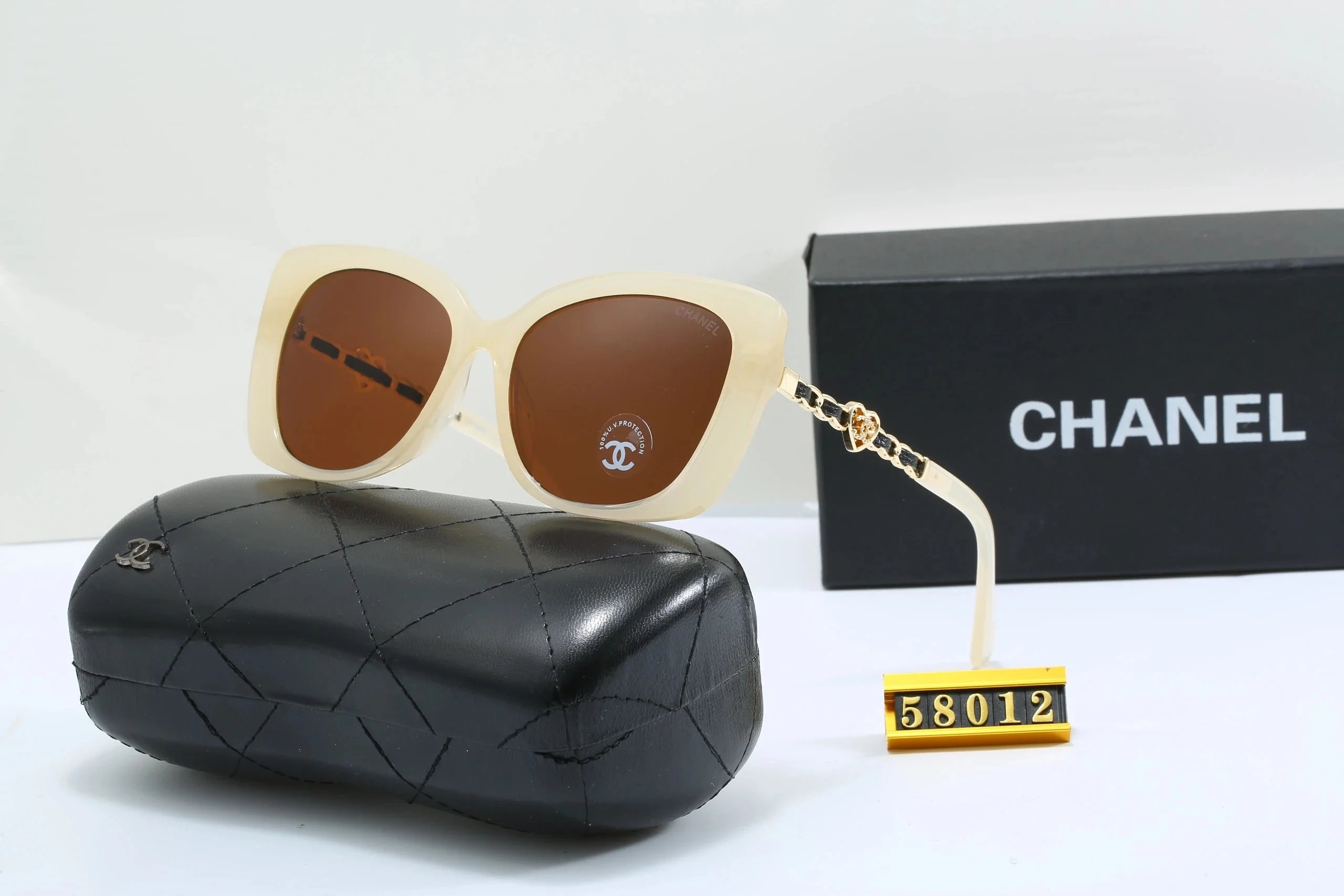 Chanel Cat-Eye Gradient Brown Sunglasses with Chain Detail - 15